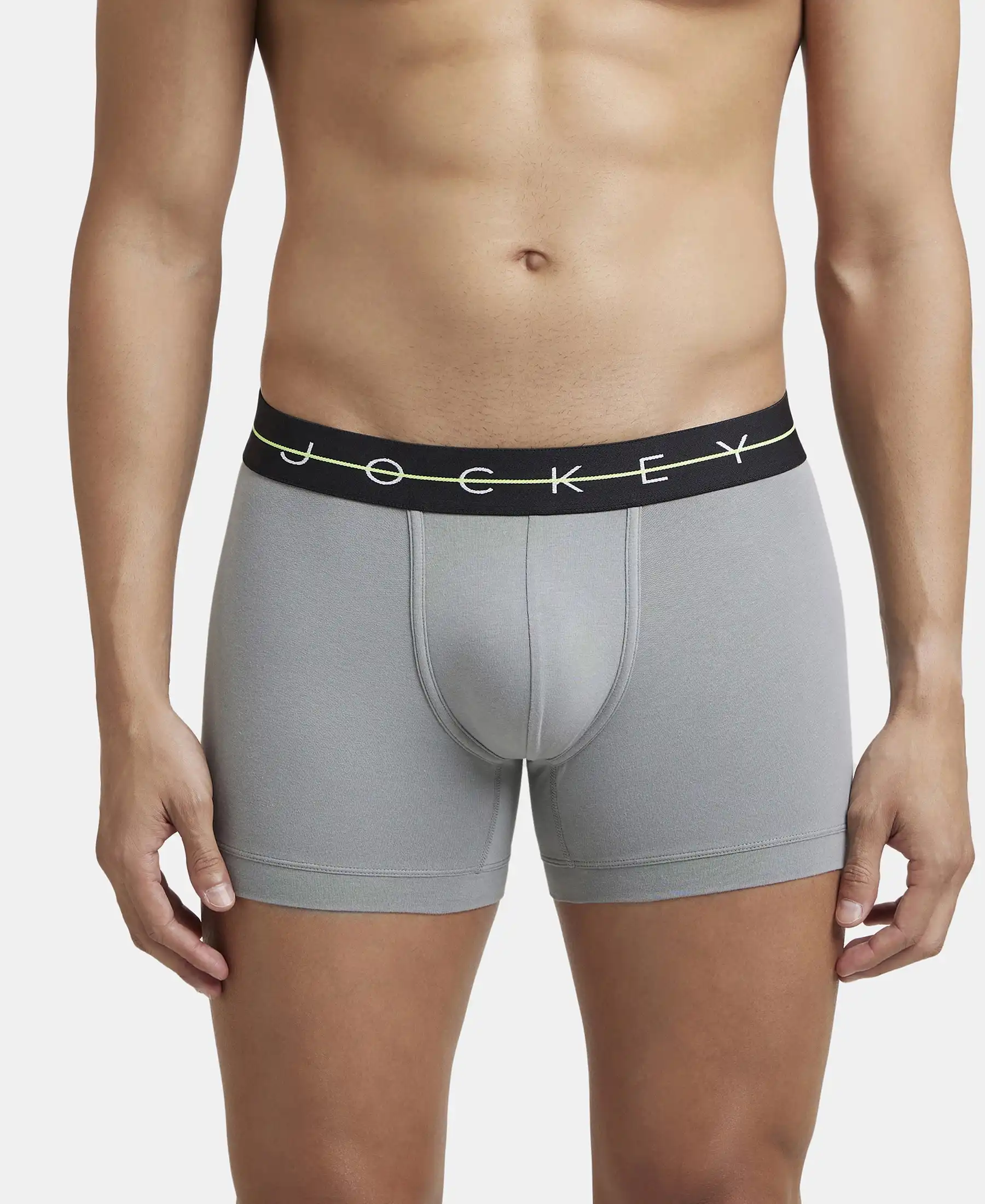Super Combed Cotton Elastane Stretch Solid Trunk with Ultrasoft Waistband - Mid Night Navy & Monument (Pack of 2) - Image 3