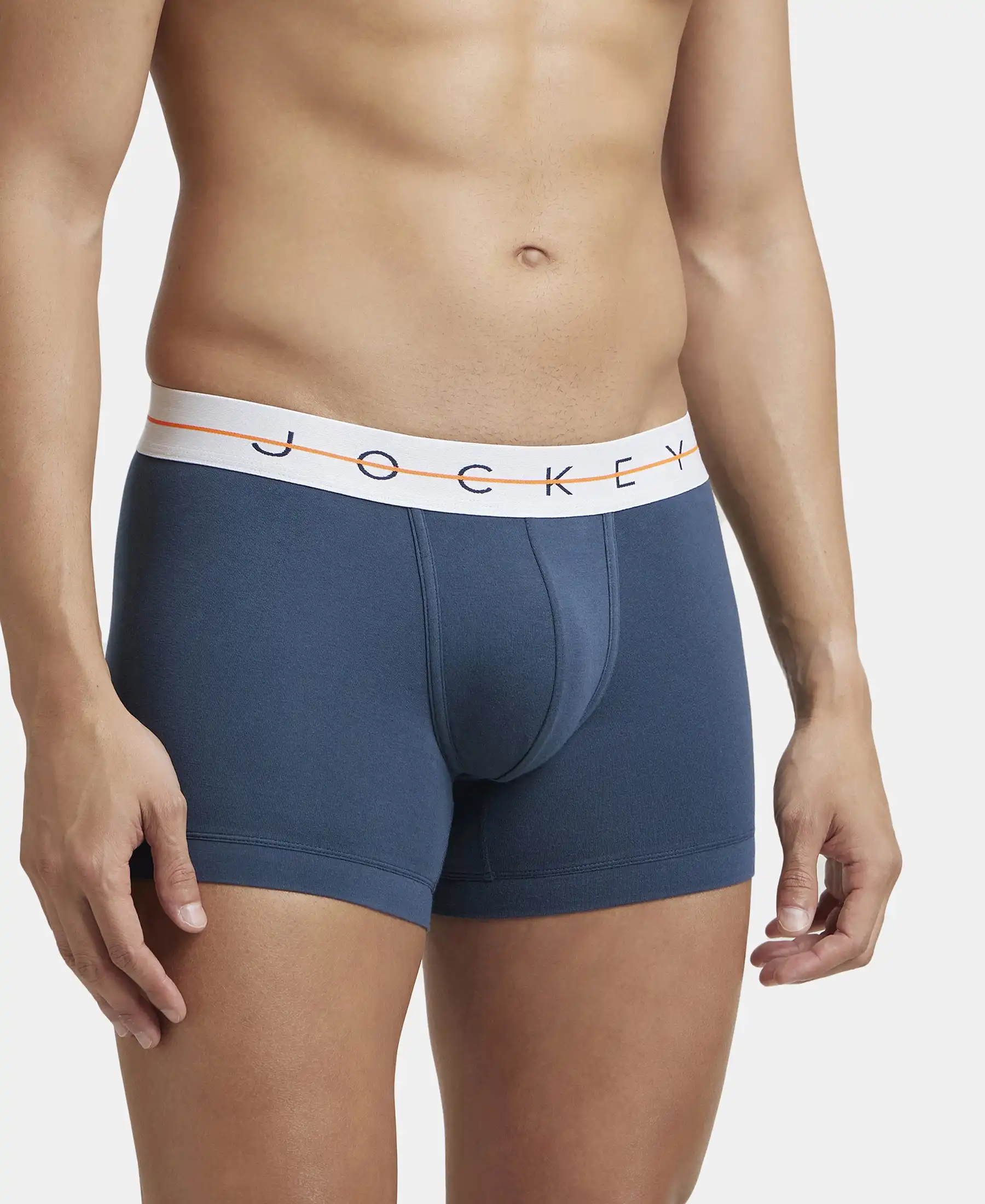 Super Combed Cotton Elastane Stretch Solid Trunk with Ultrasoft Waistband - Mid Night Navy & Monument (Pack of 2) - Image 4