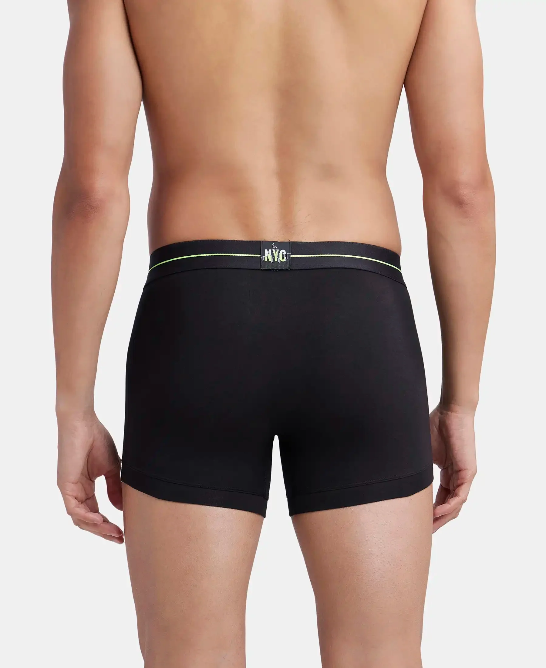 Super Combed Cotton Elastane Stretch Solid Trunk with Ultrasoft Waistband - Navy & Black (Pack of 2) - Image 7