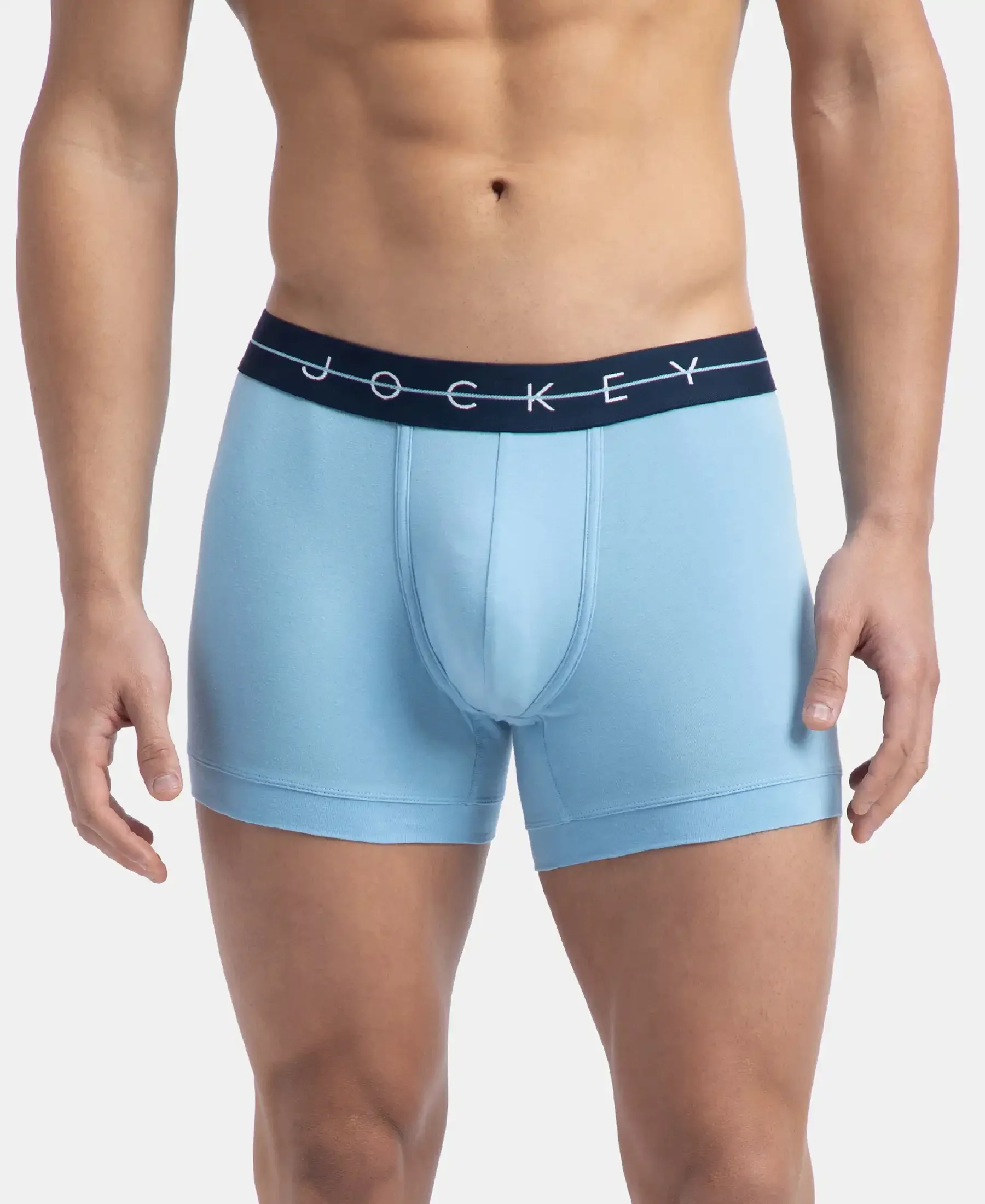 Super Combed Cotton Elastane Stretch Solid Trunk with Ultrasoft Waistband - Navy & Dusk Blue (Pack of 2) - Image 2