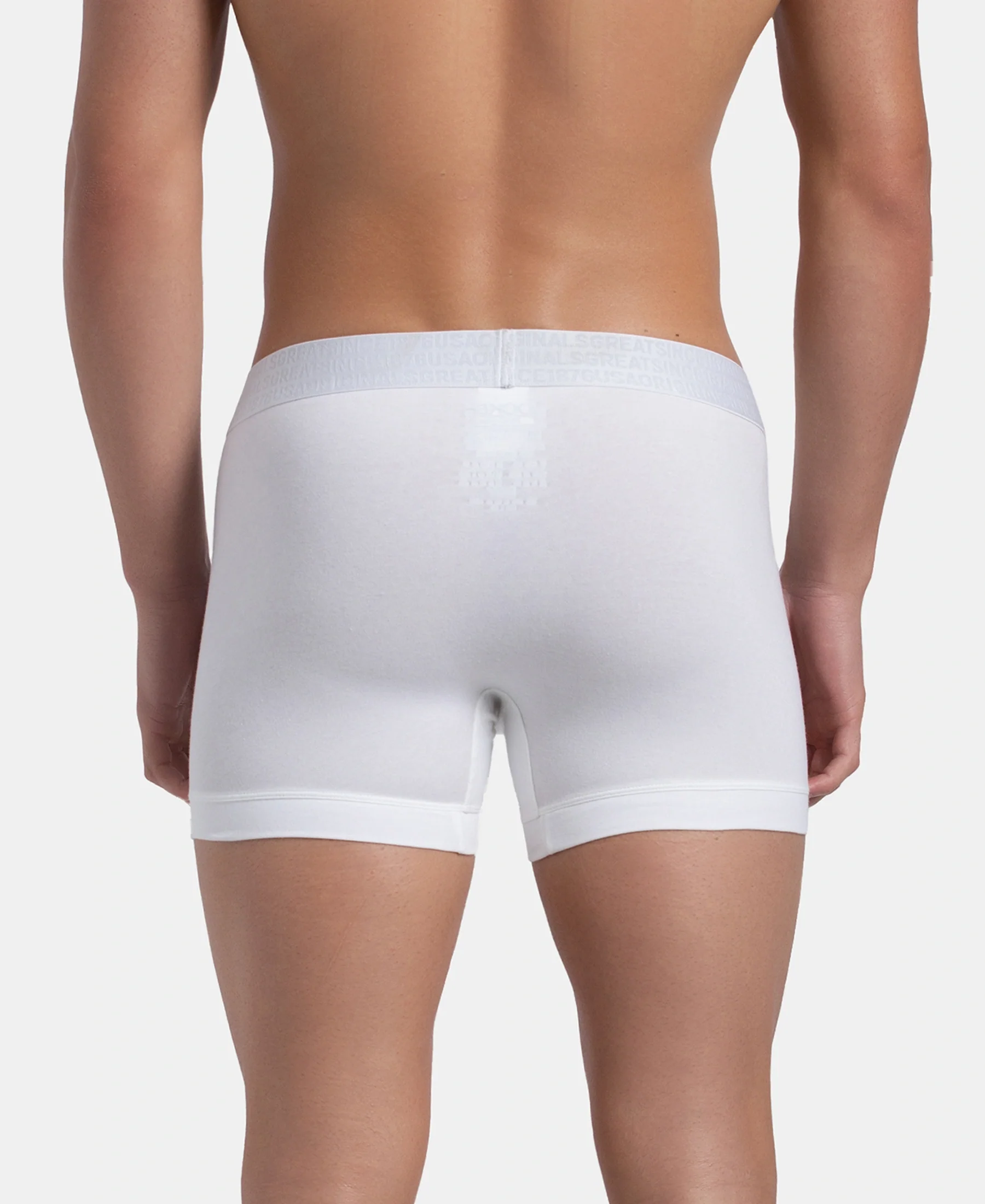 Super Combed Cotton Elastane Stretch Solid Trunk with Ultrasoft Waistband - White (Pack of 2) - Image 4