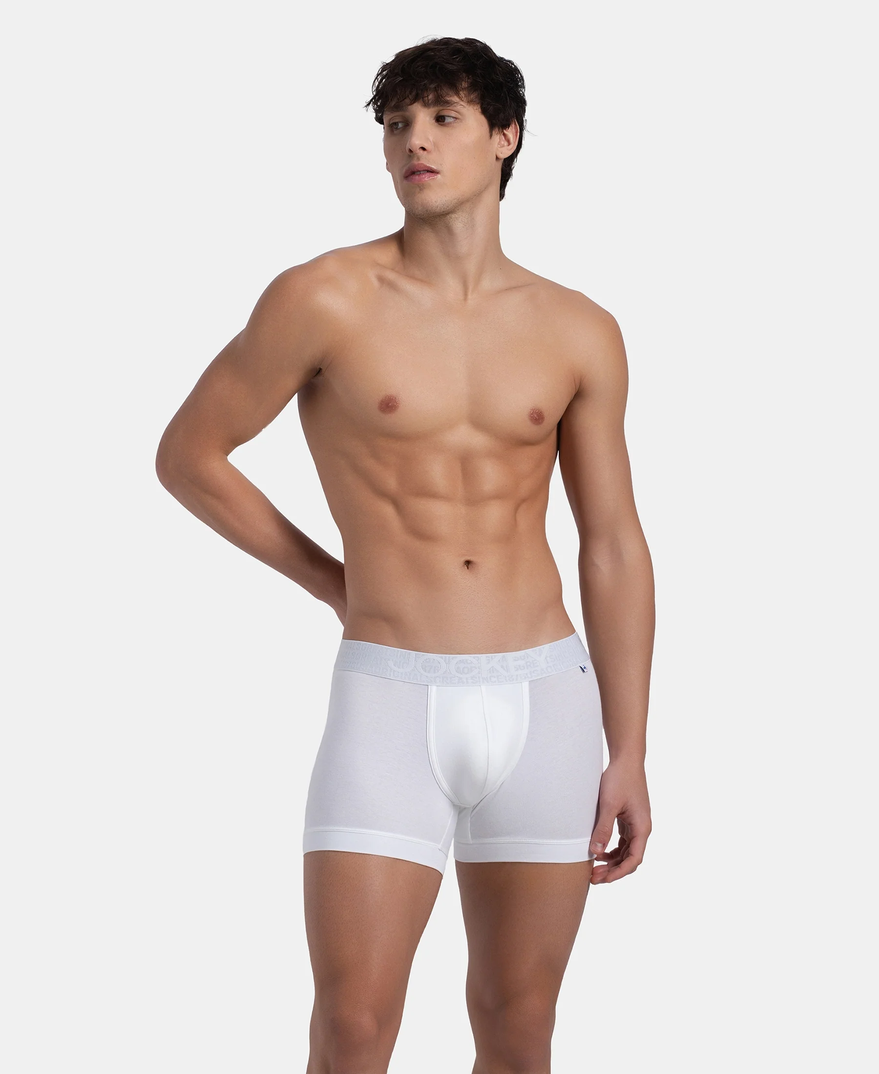 Super Combed Cotton Elastane Stretch Solid Trunk with Ultrasoft Waistband - White (Pack of 2) - Image 7