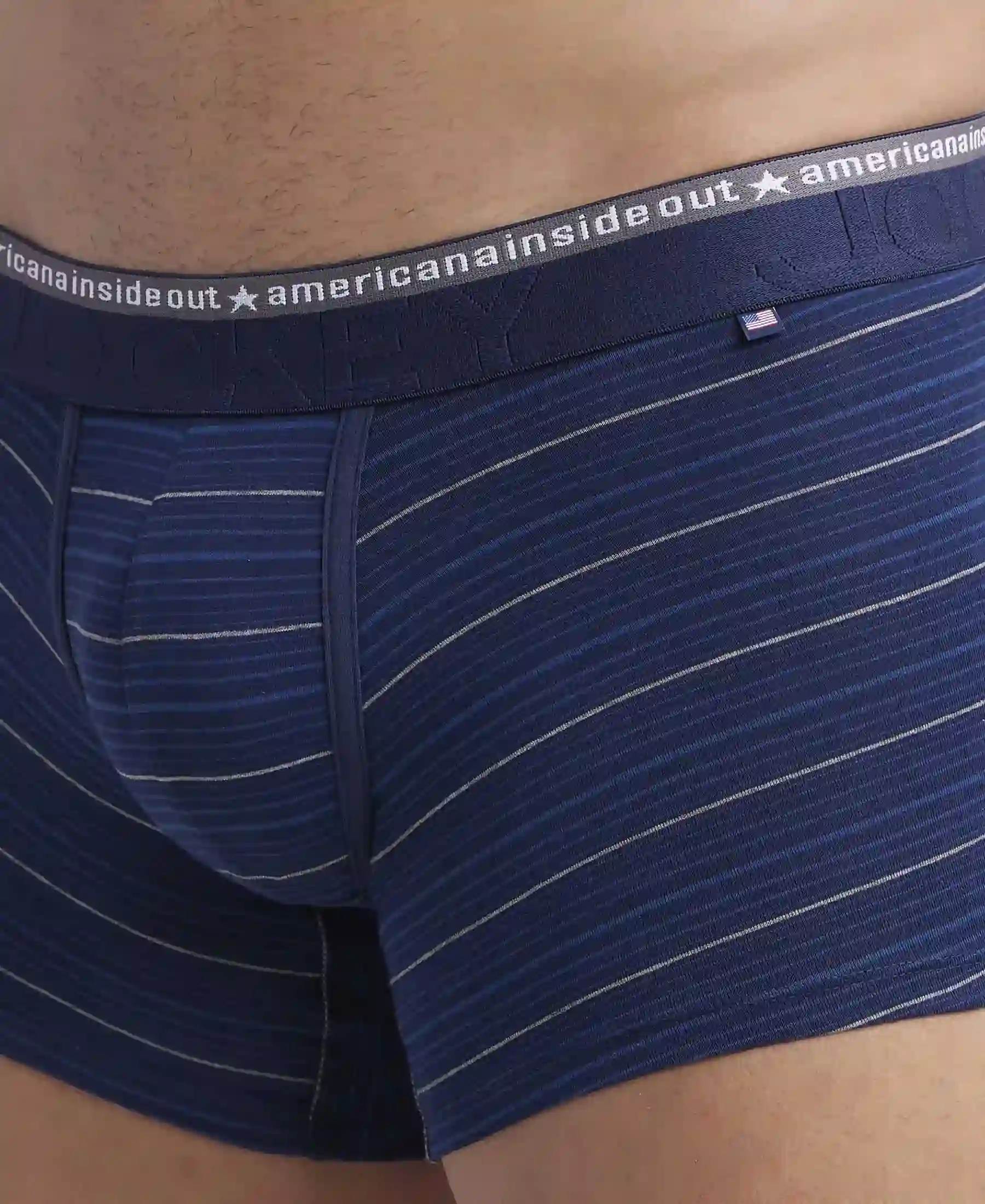 Super Combed Cotton Elastane Stretch Stripe Trunk with Ultrasoft Waistband - Navy - Image 6
