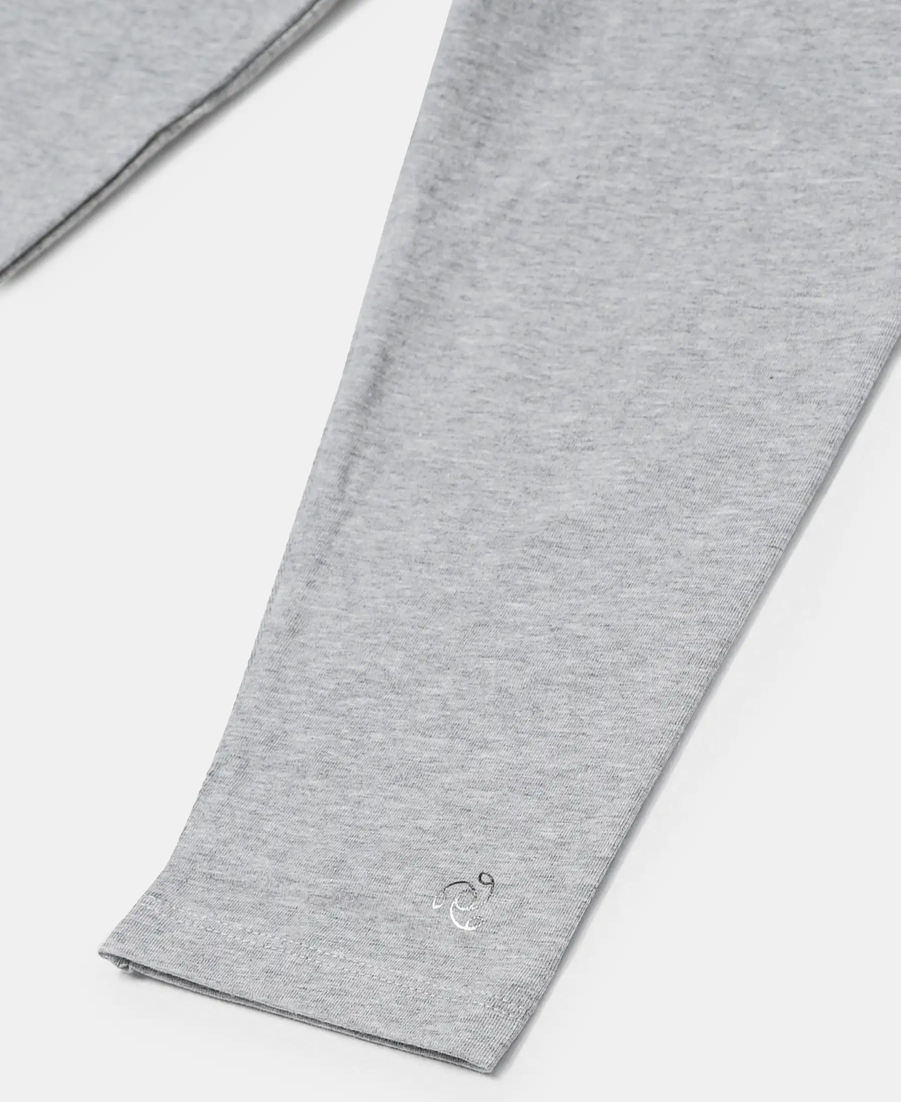 Girl's Super Combed Cotton Elastane Stretch Three Quarter Leggings - Light Grey Melange - Image 3