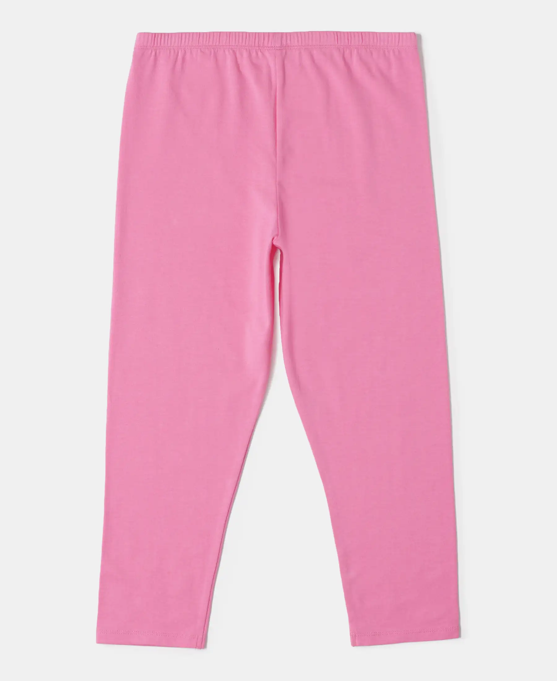 Girl's Super Combed Cotton Elastane Stretch Three Quarter Leggings - Pink Carnation - Image 2