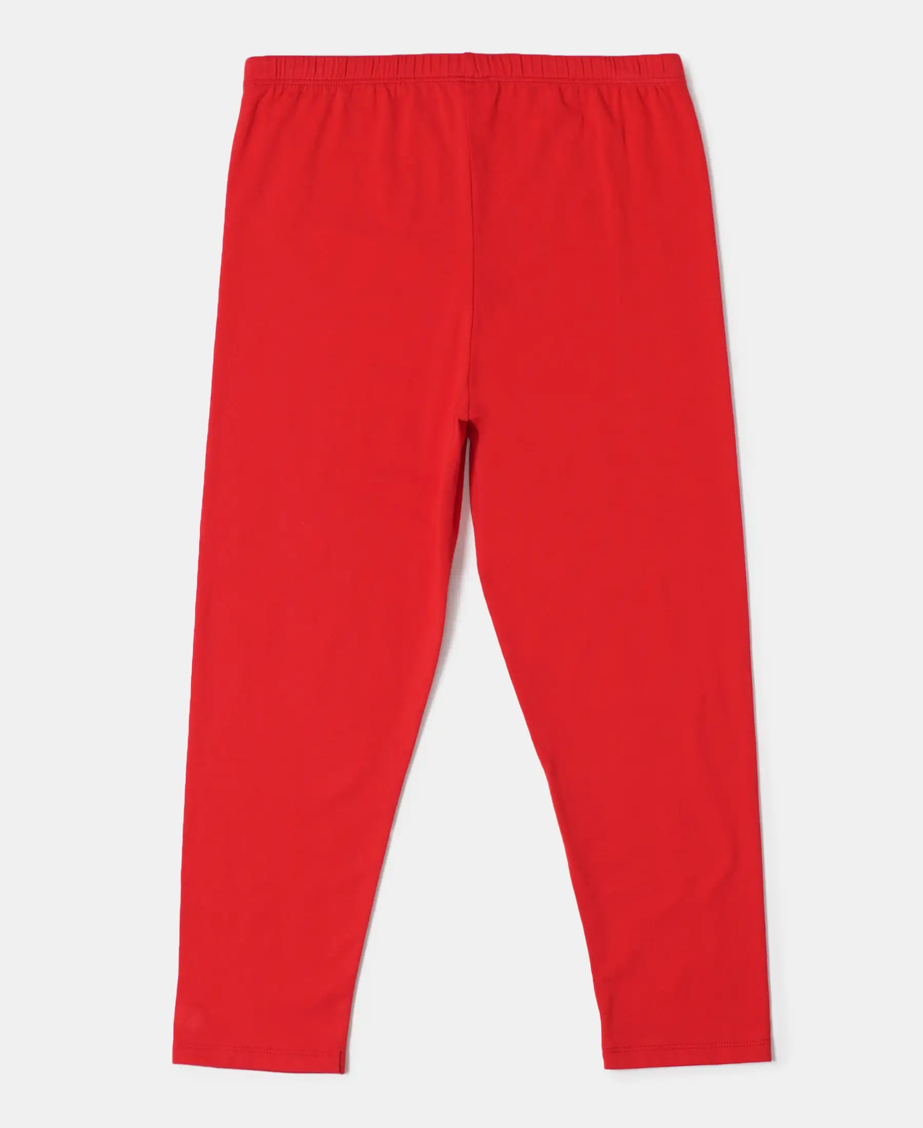 Girl's Super Combed Cotton Elastane Stretch Three Quarter Leggings - Rio Red - Image 2