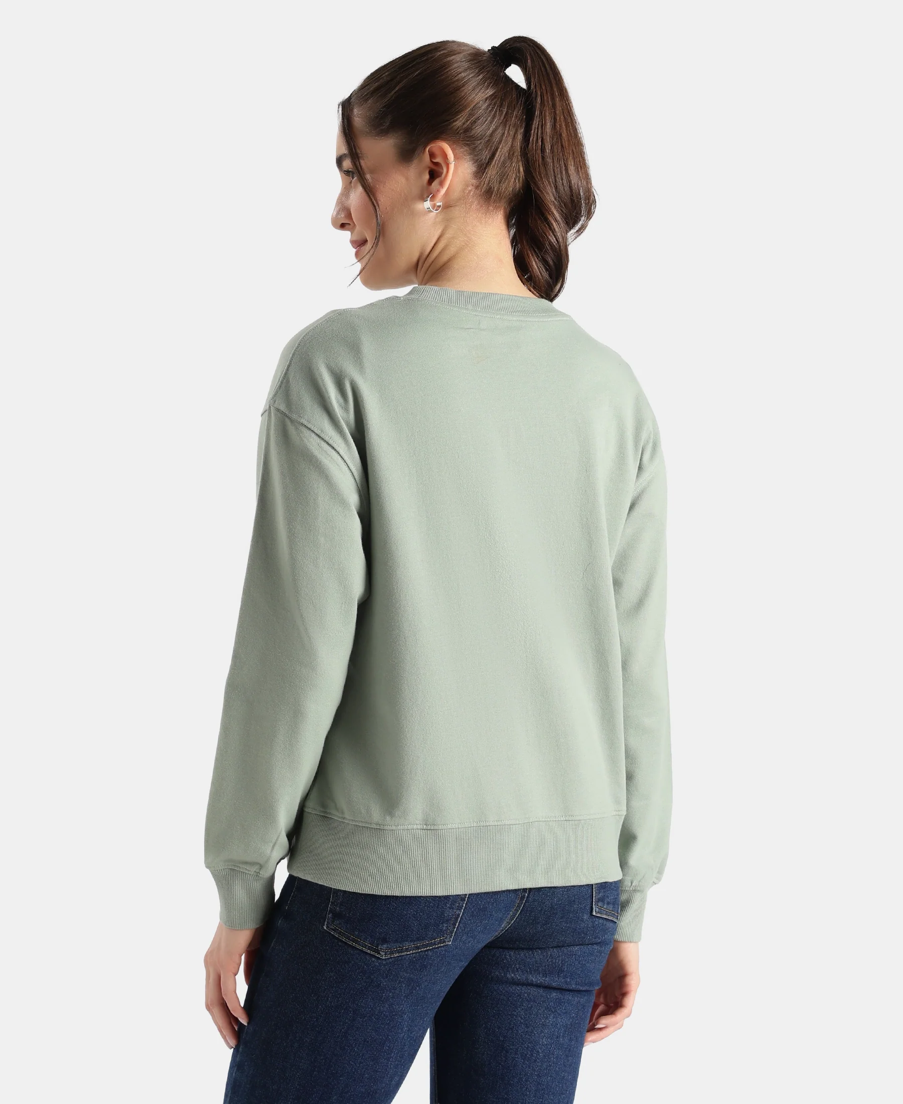 Super Combed Cotton French Terry Fabric Printed Sweatshirt - Iceberg Green - Image 3