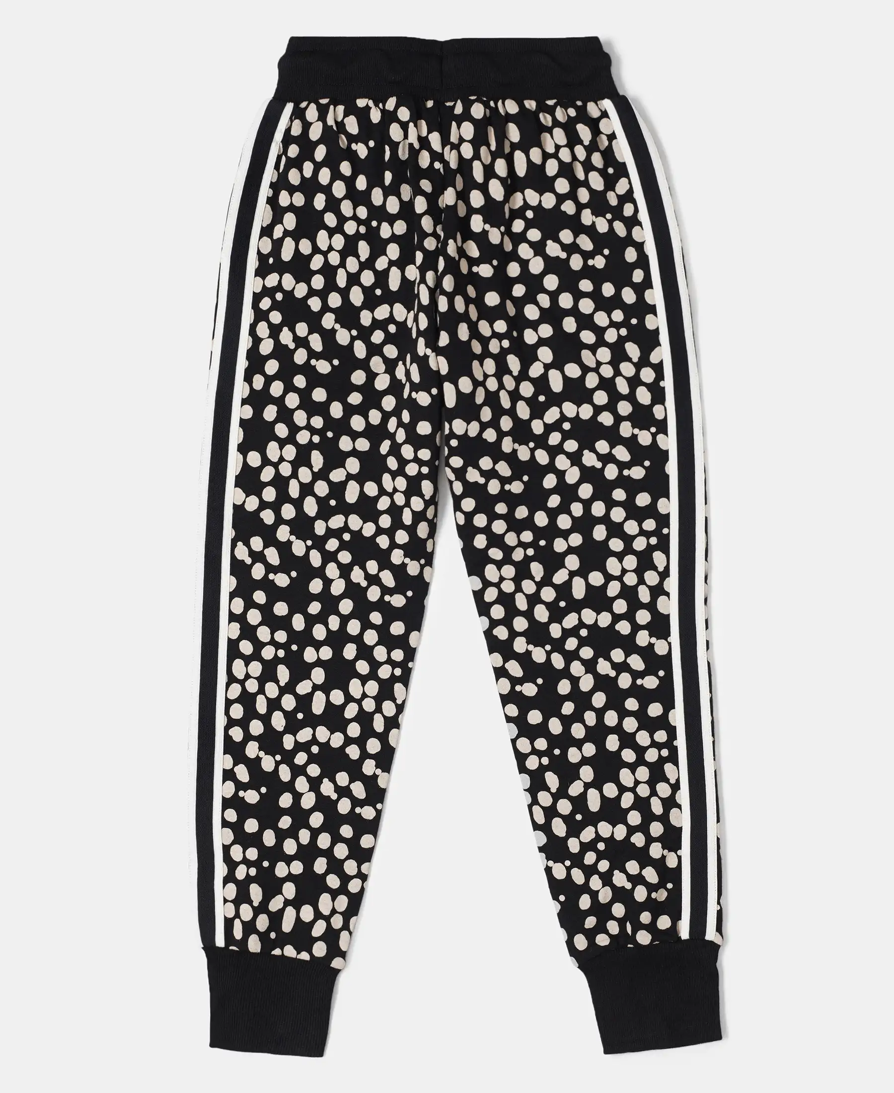 Girl's Super Combed Cotton Elastane Stretch French Terry Printed Slim Fit Joggers - Black Printed - Image 2