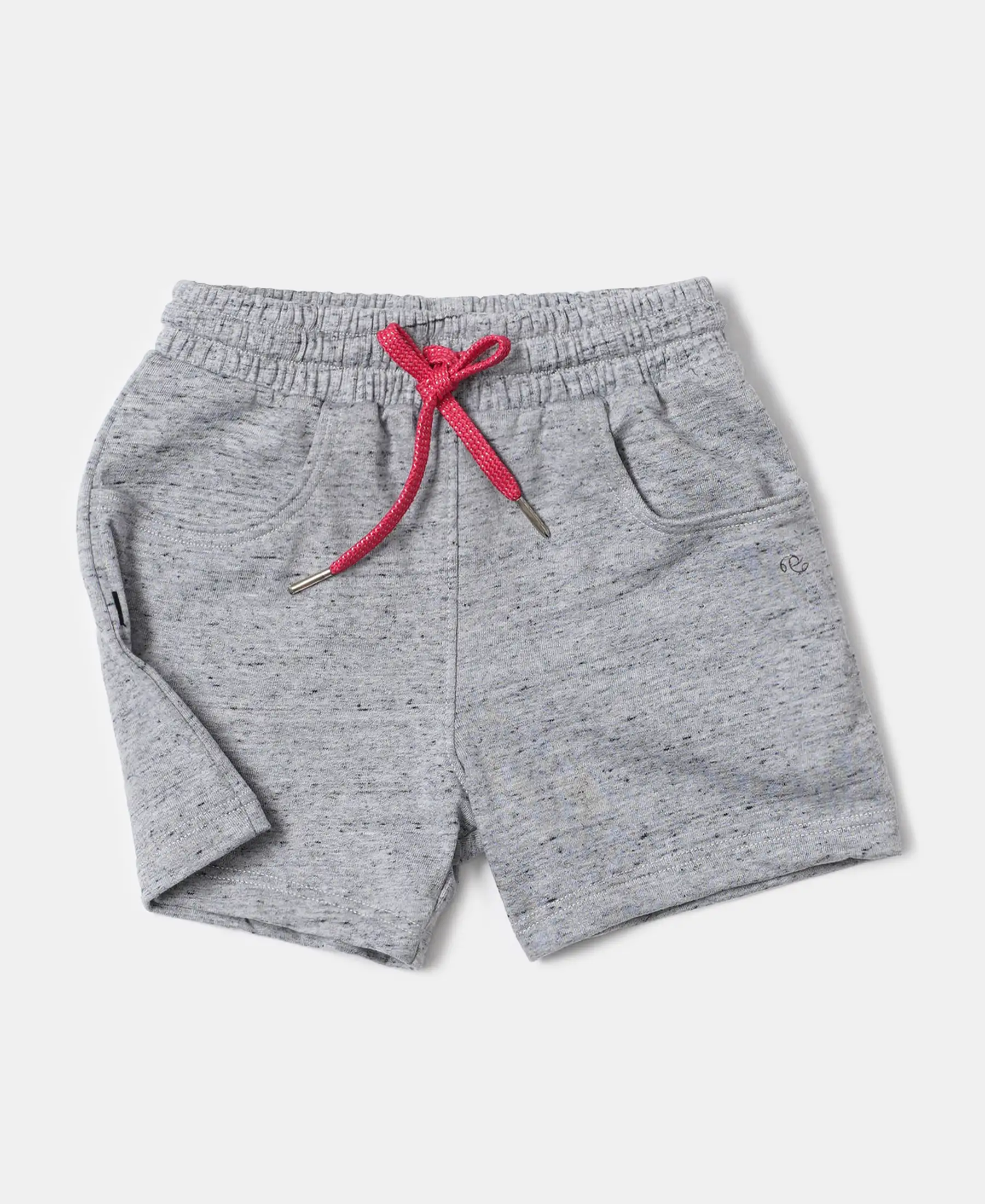 Girl's Super Combed Cotton French Terry Solid Shorts - Grey Snow Melange - Image 5