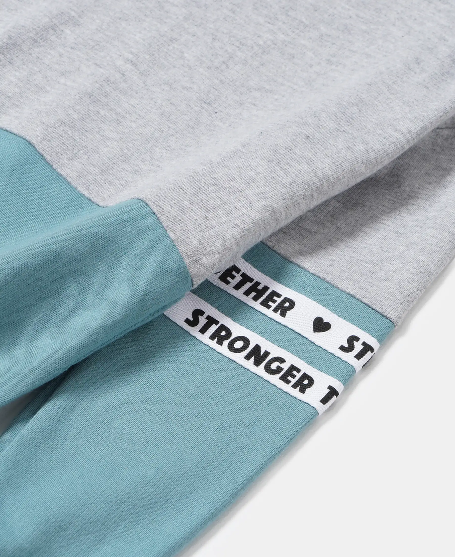 Girl's Super Combed Cotton French Terry Sweatshirt with Contrast Sleeve Taping - Mineral Blue - Image 4