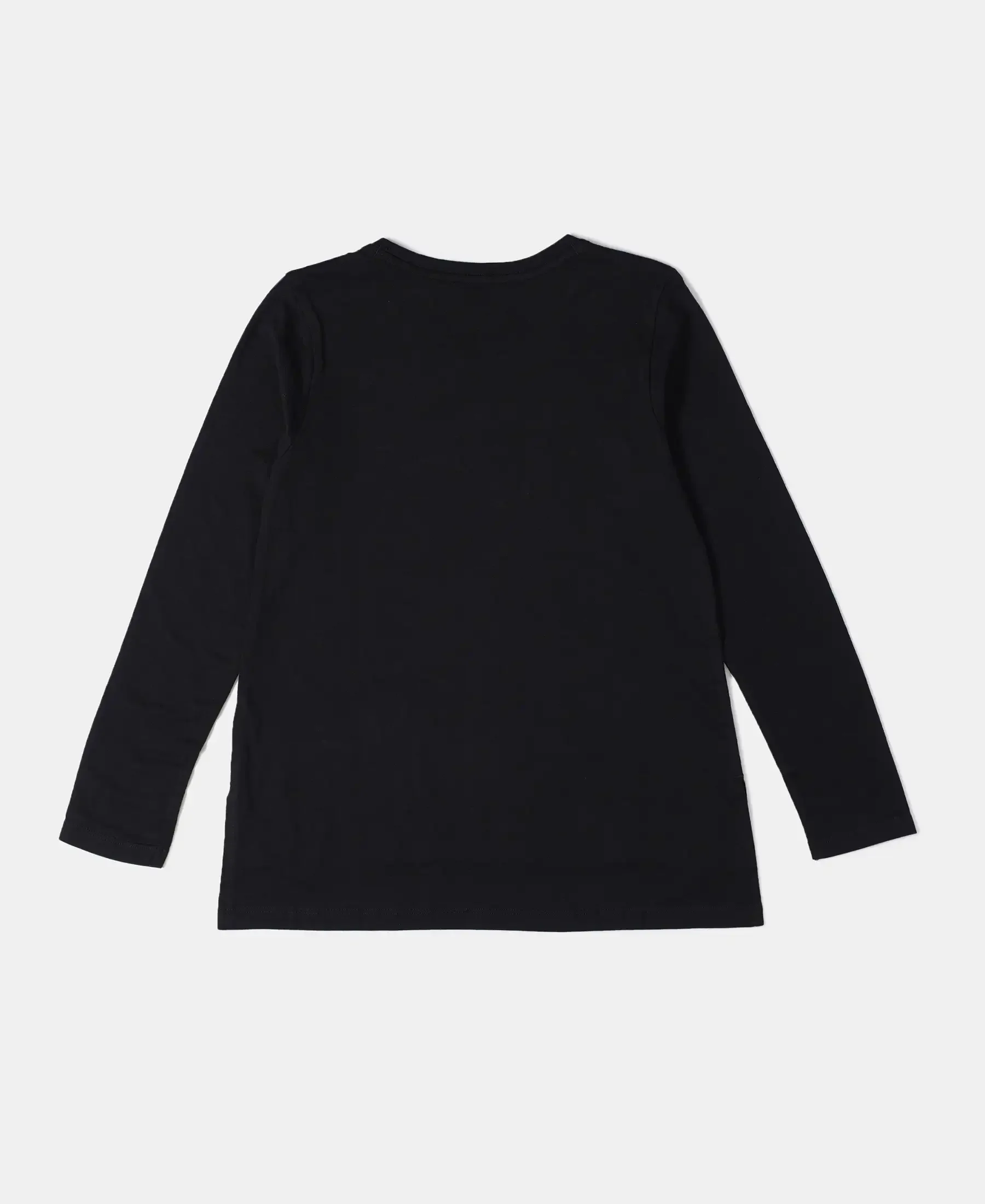 Girl's Super Combed Cotton Graphic Printed Full Sleeve T-Shirt - Black - Image 2