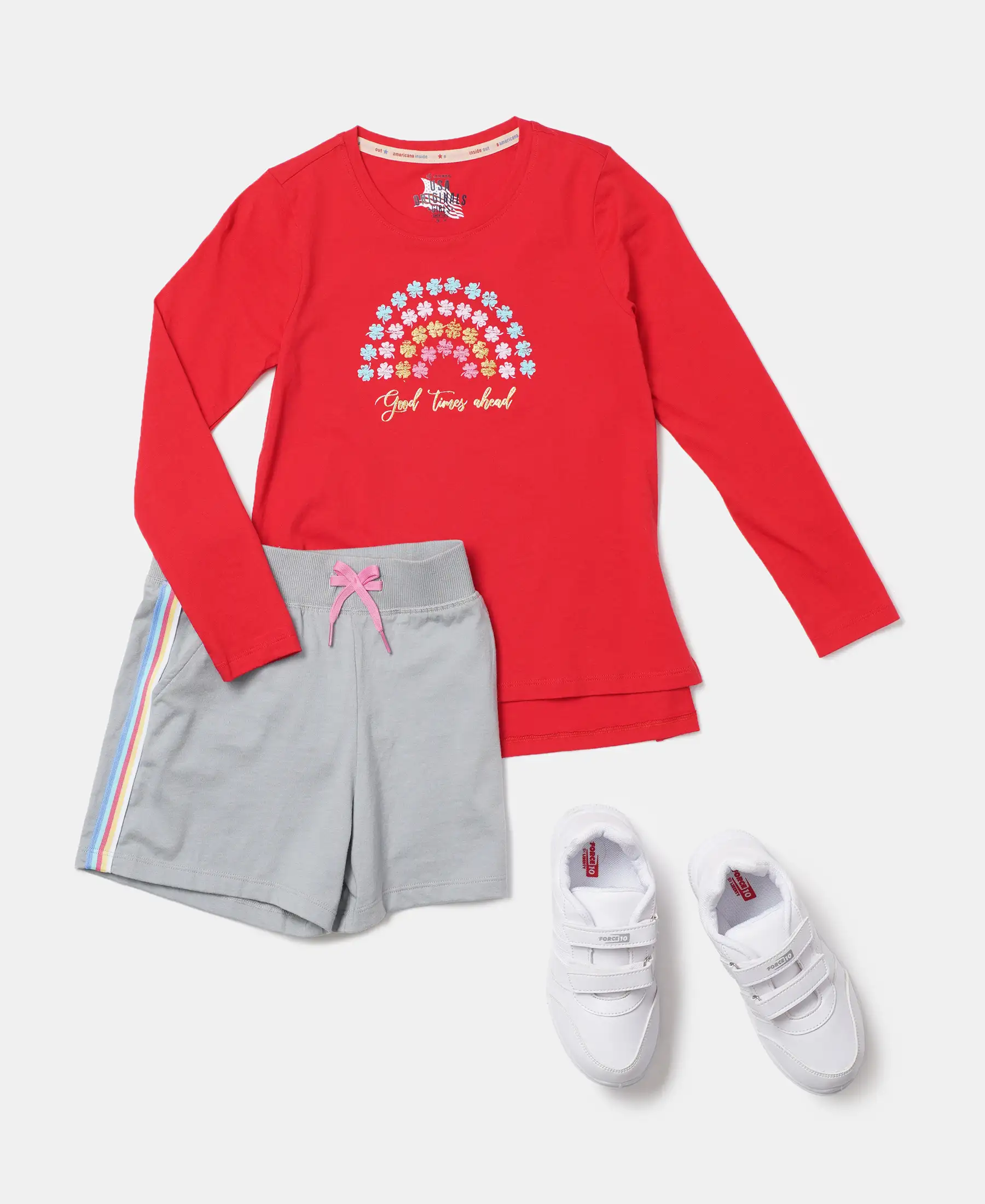 Girl's Super Combed Cotton Graphic Printed Full Sleeve T-Shirt - Rio Red - Image 4