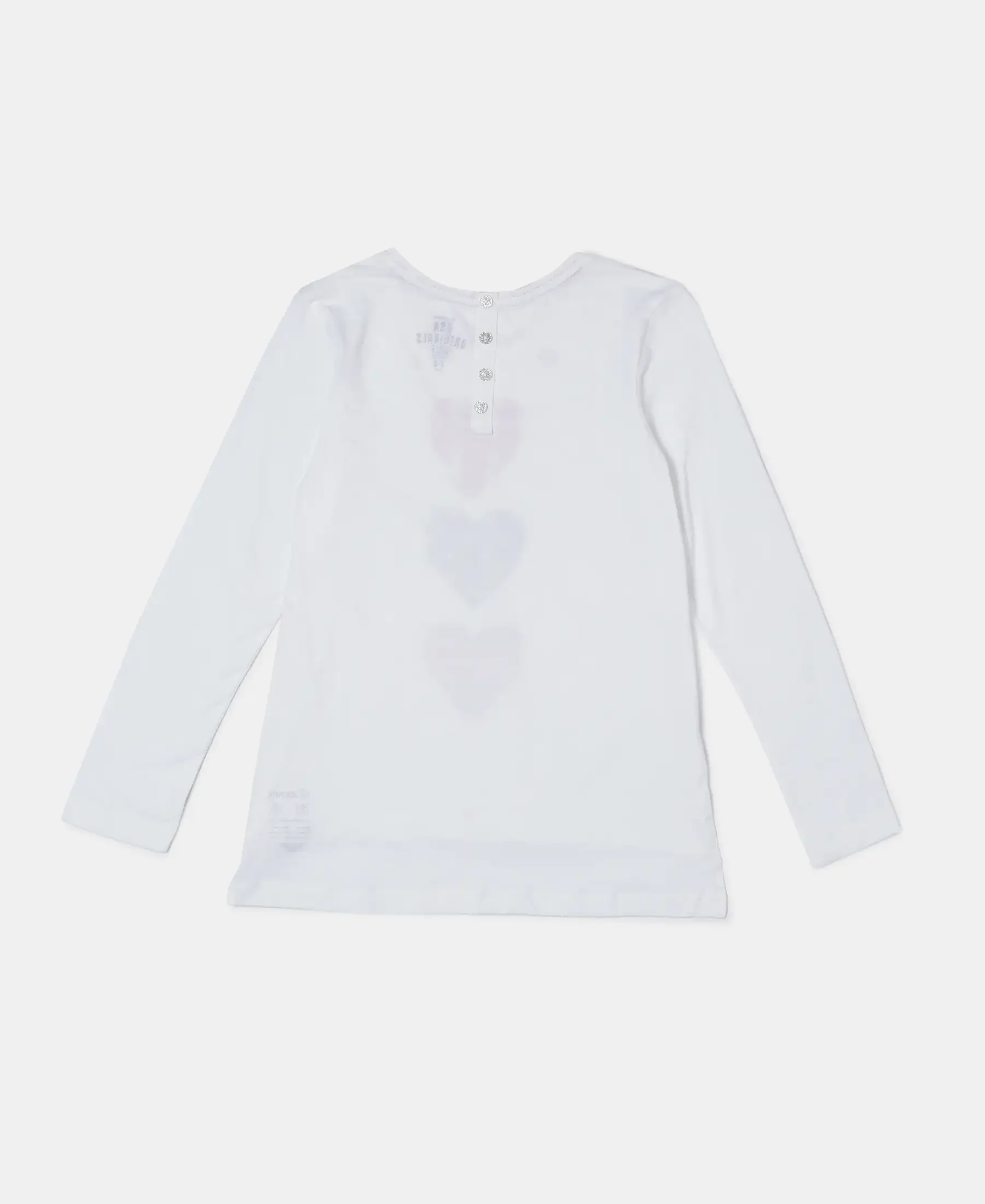 Girl's Super Combed Cotton Graphic Printed Full Sleeve T-Shirt - White - Image 2