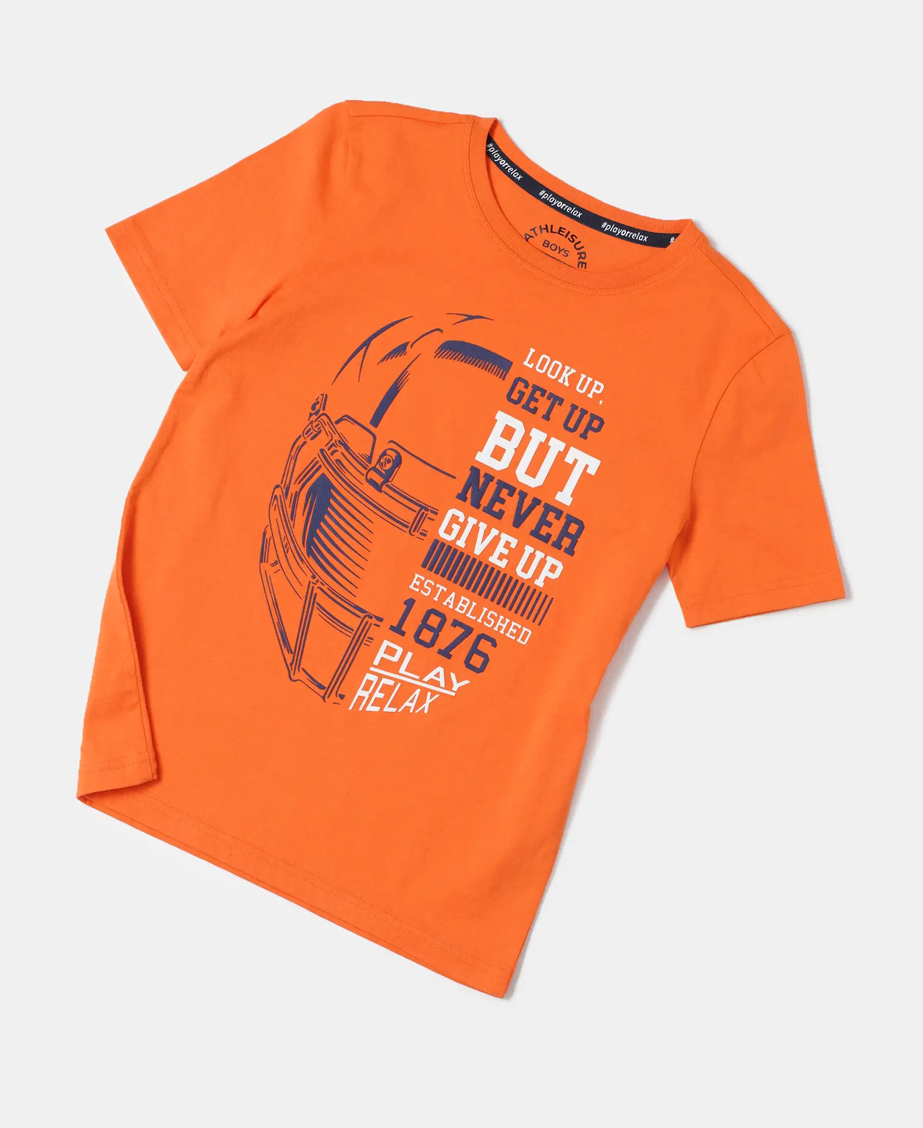 Boy's Super Combed Cotton Graphic Printed Half Sleeve T-Shirt - Golden Poppy - Image 5