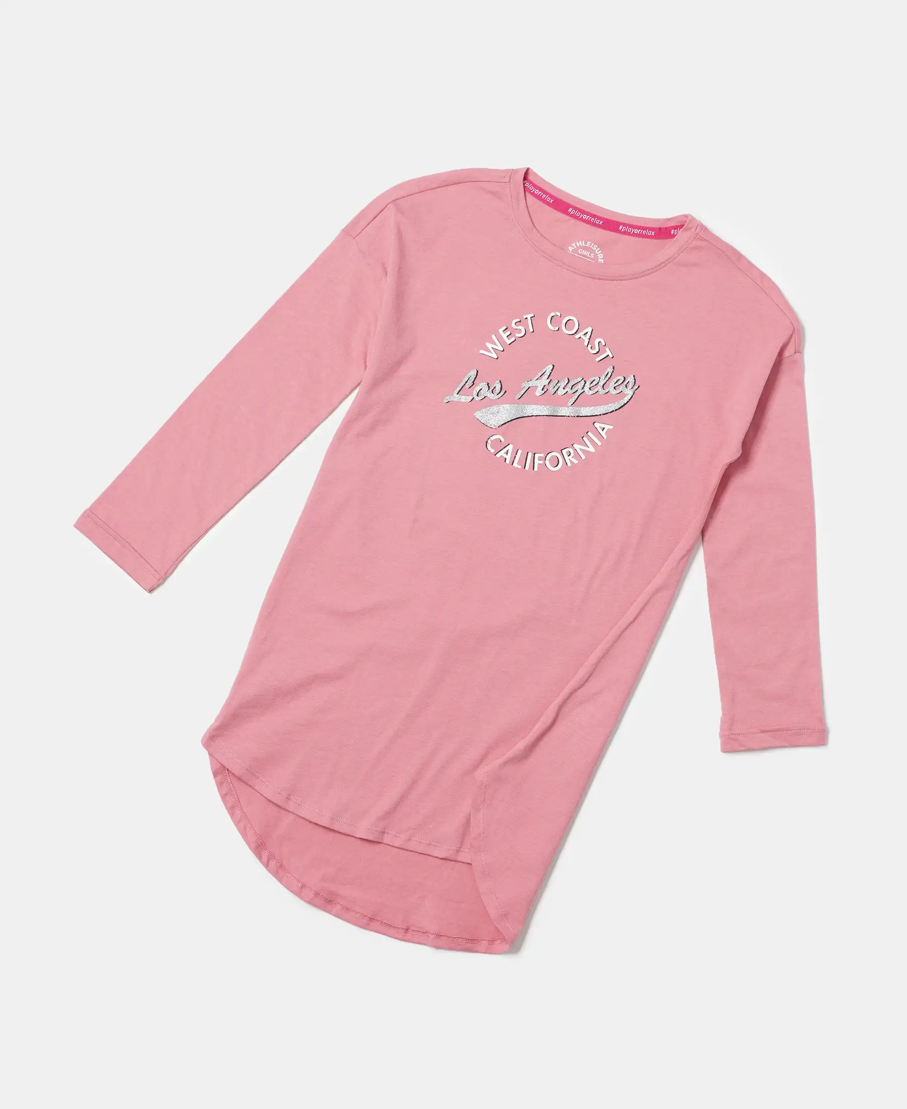 Girl's Super Combed Cotton Graphic Printed Long Length T-Shirt - Brandied Apricot - Image 5