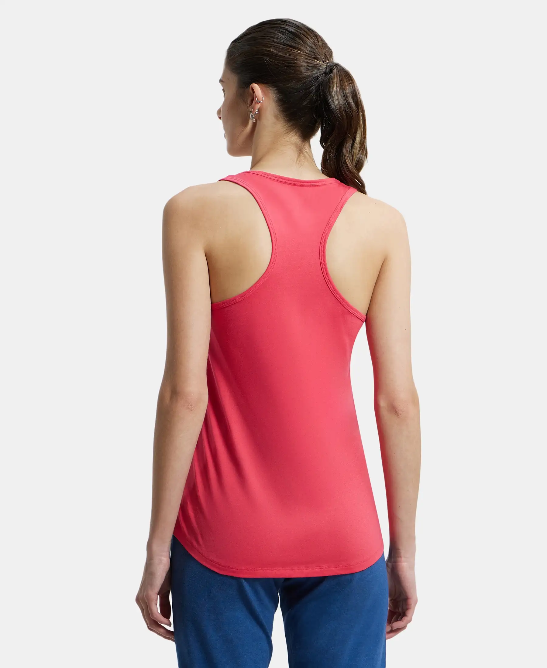 Super Combed Cotton Graphic Printed Racerback Styled Tank Top - Ruby - Image 3