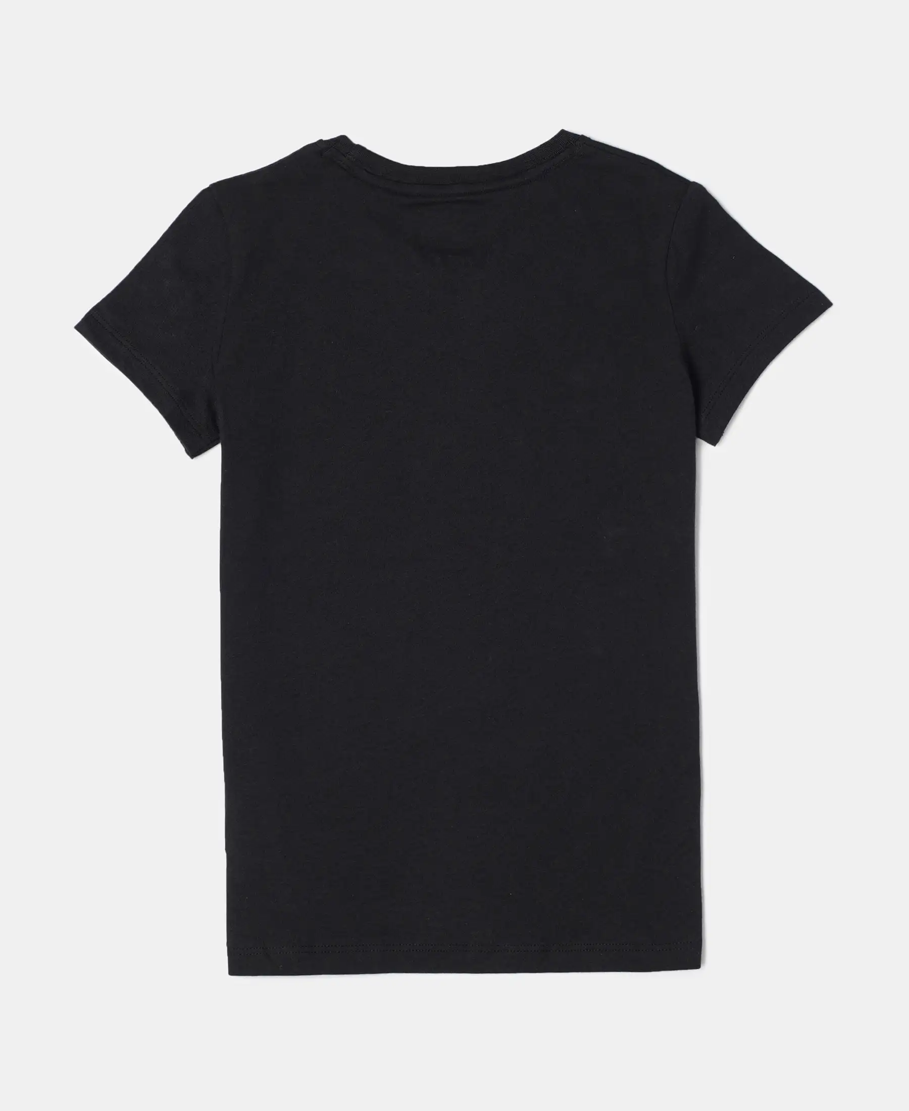 Girl's Super Combed Cotton Graphic Printed T-Shirt - Black - Image 2