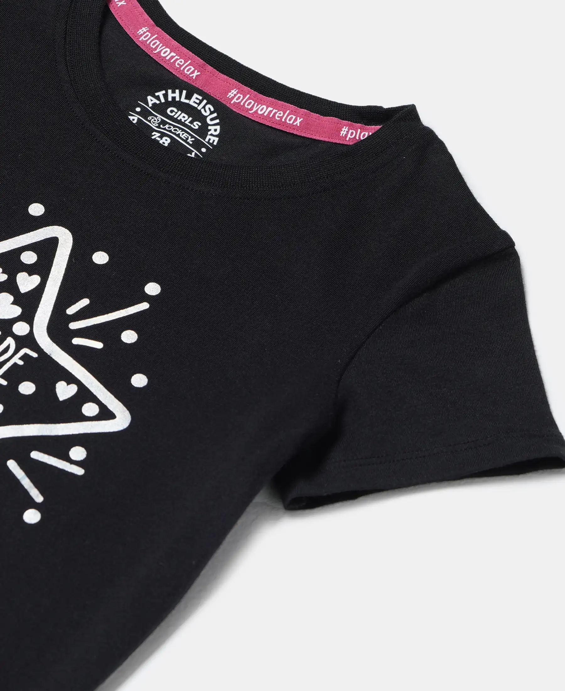 Girl's Super Combed Cotton Graphic Printed T-Shirt - Black - Image 3