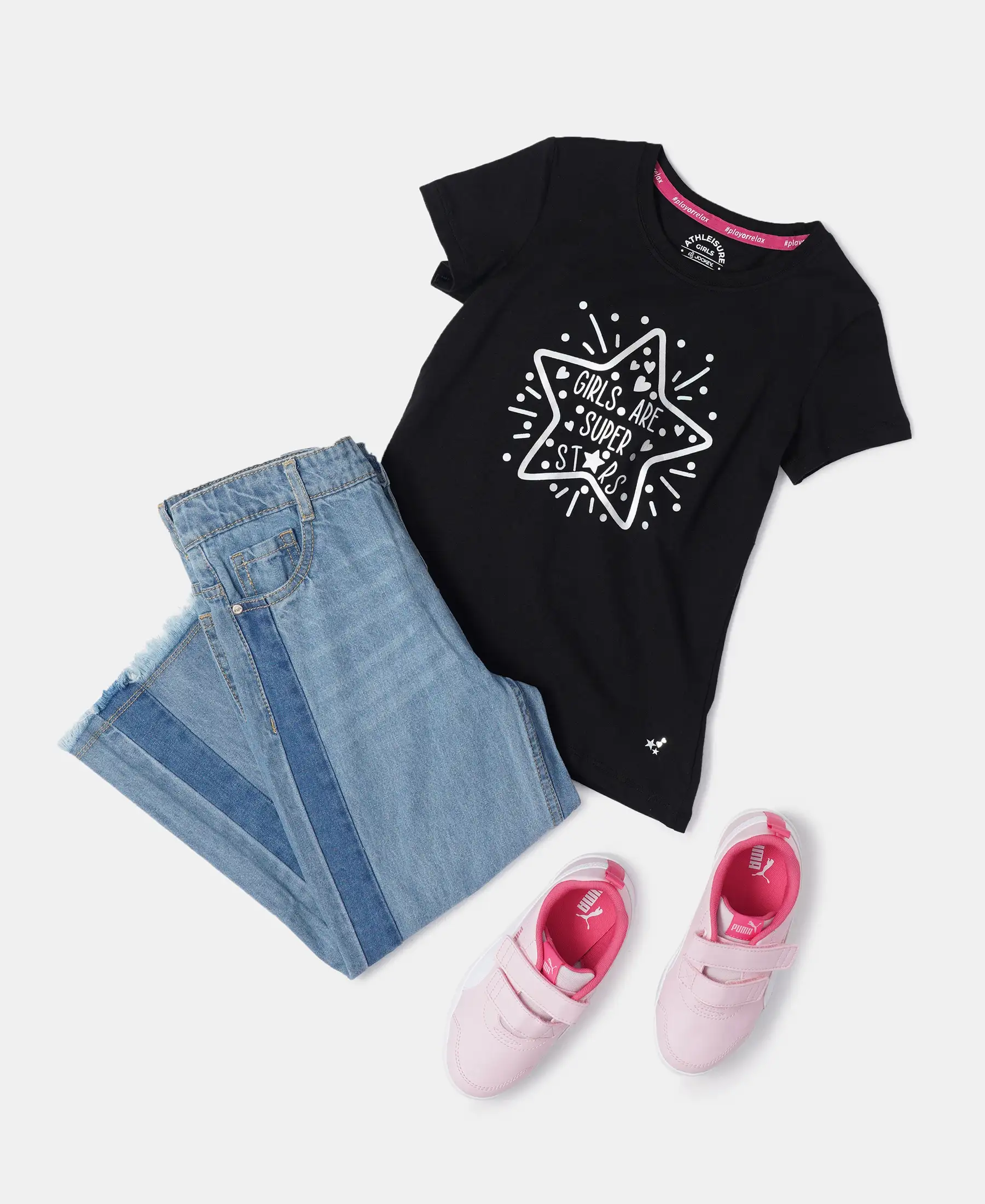 Girl's Super Combed Cotton Graphic Printed T-Shirt - Black - Image 4