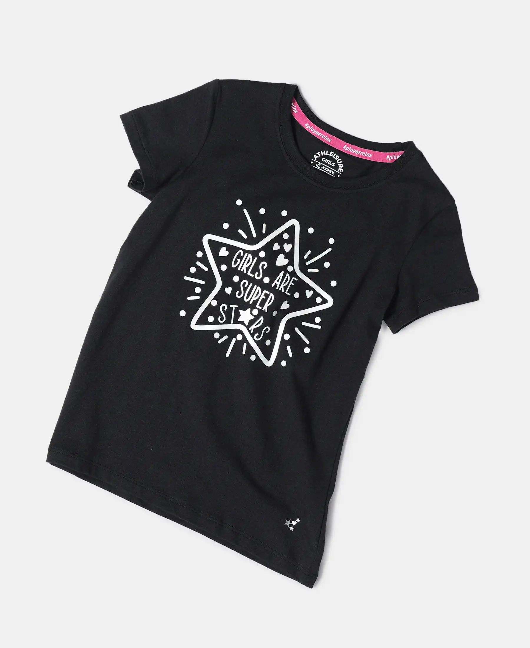 Girl's Super Combed Cotton Graphic Printed T-Shirt - Black - Image 5