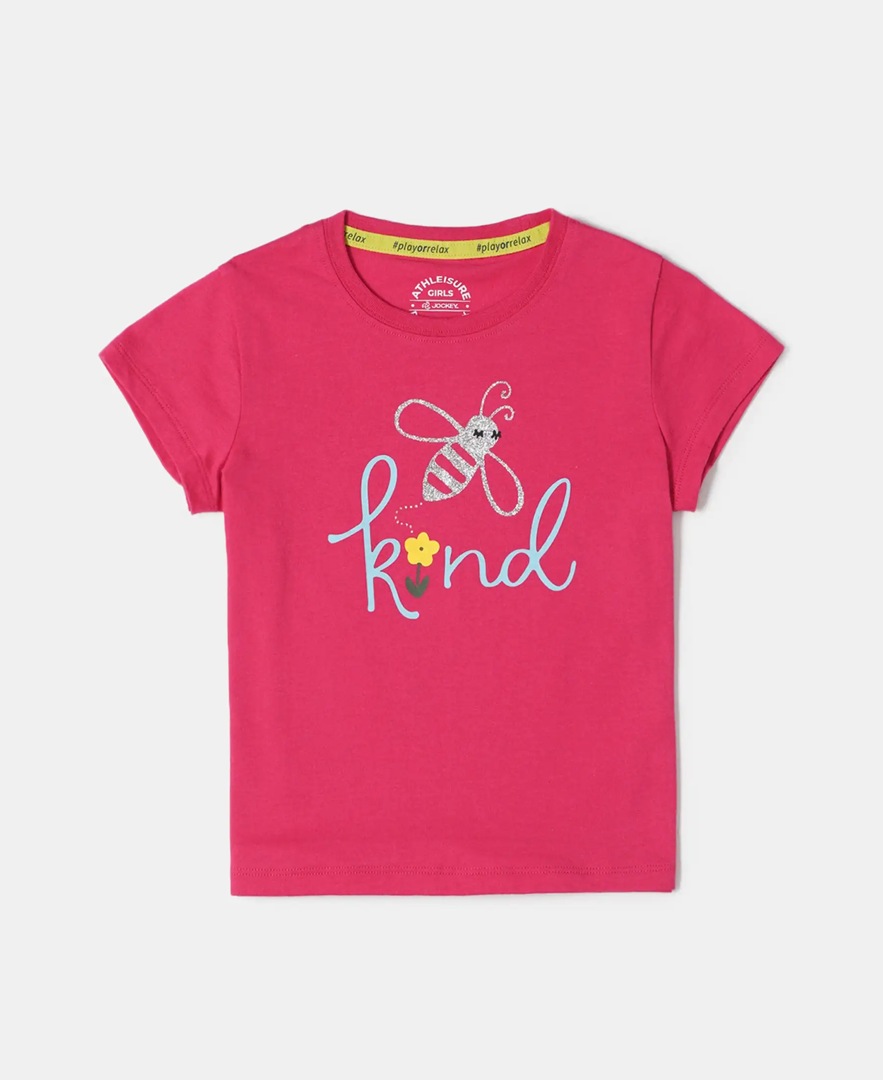 Girl's Super Combed Cotton Graphic Printed T-Shirt - Ruby