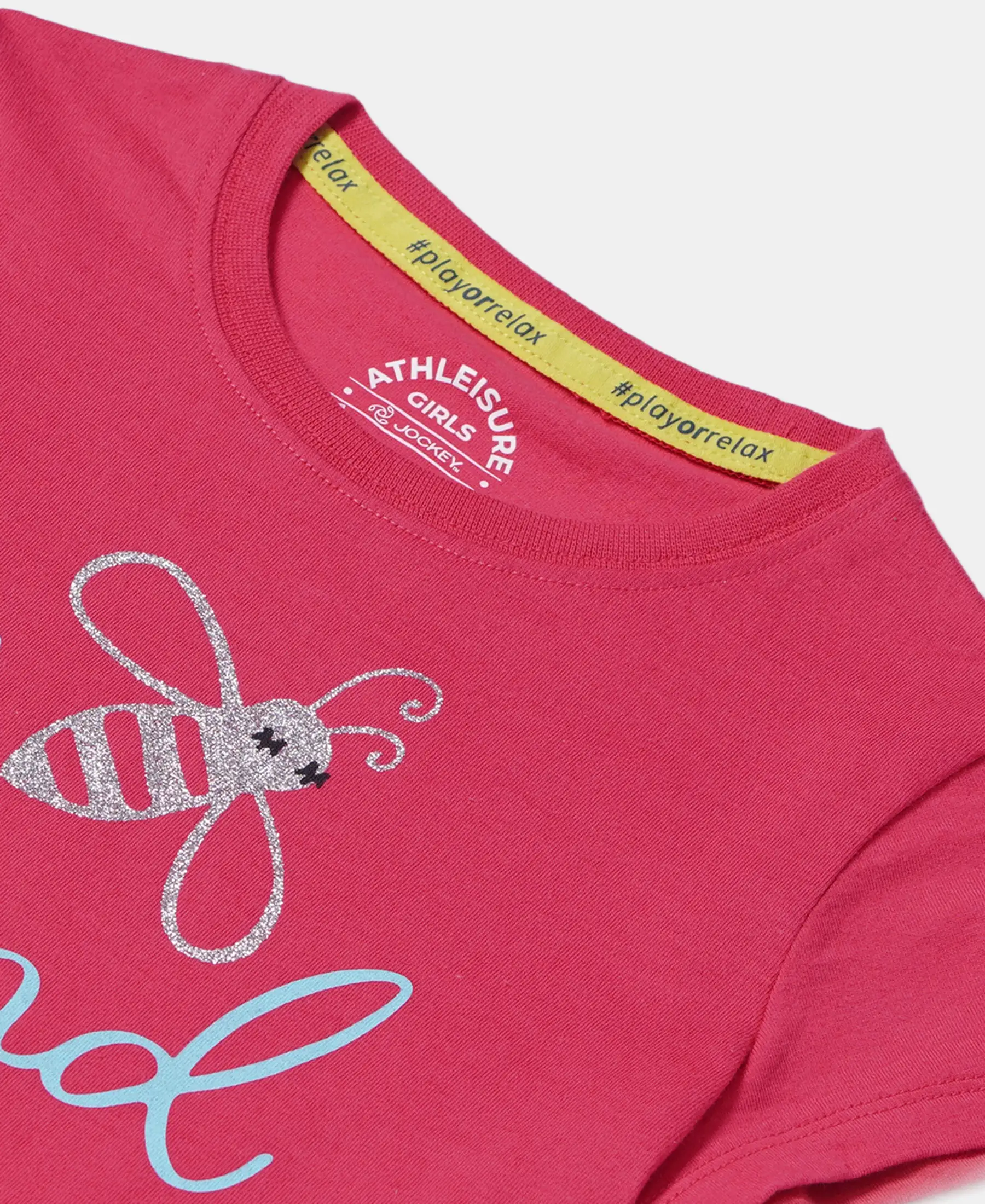 Girl's Super Combed Cotton Graphic Printed T-Shirt - Ruby - Image 3