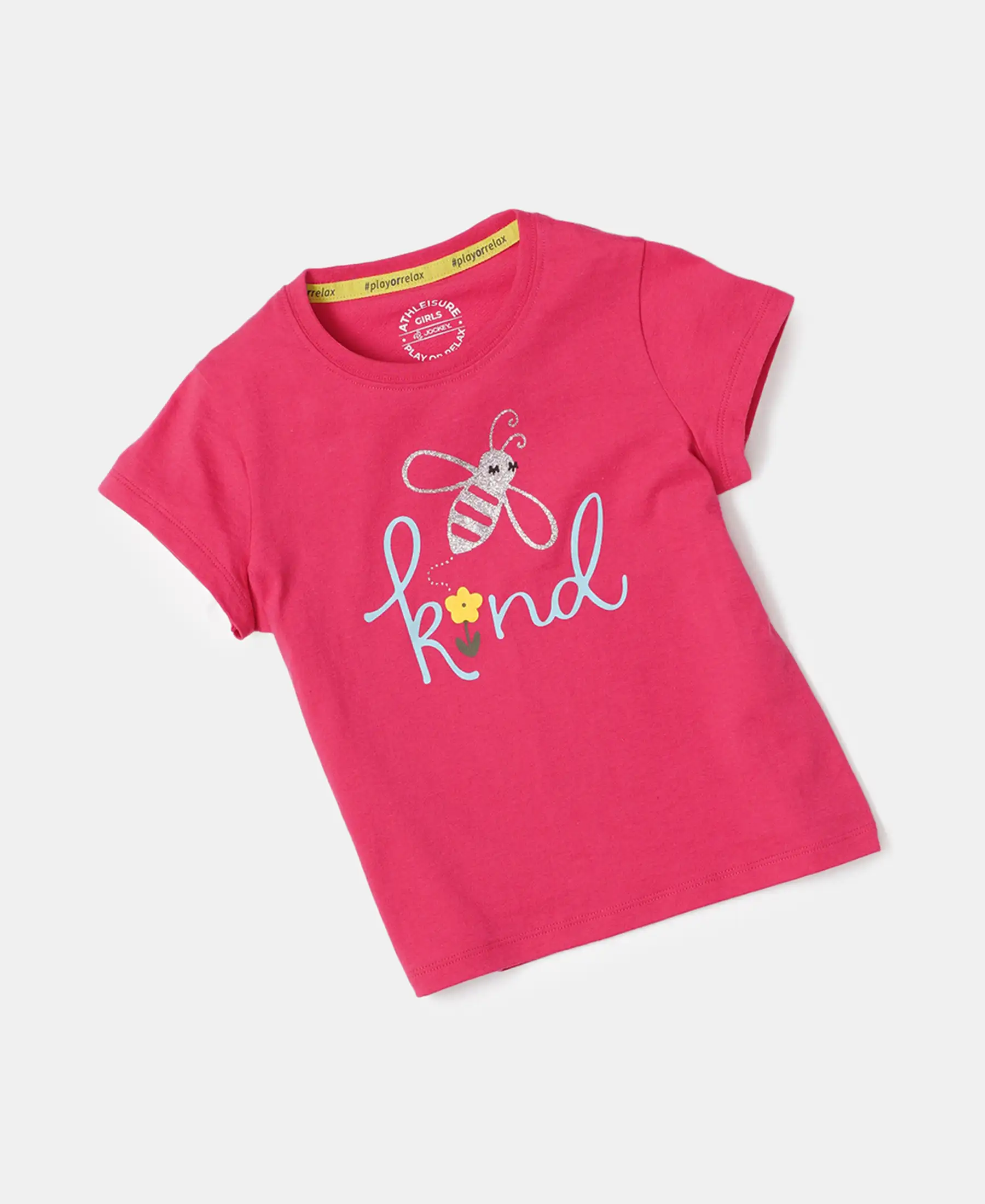 Girl's Super Combed Cotton Graphic Printed T-Shirt - Ruby - Image 5