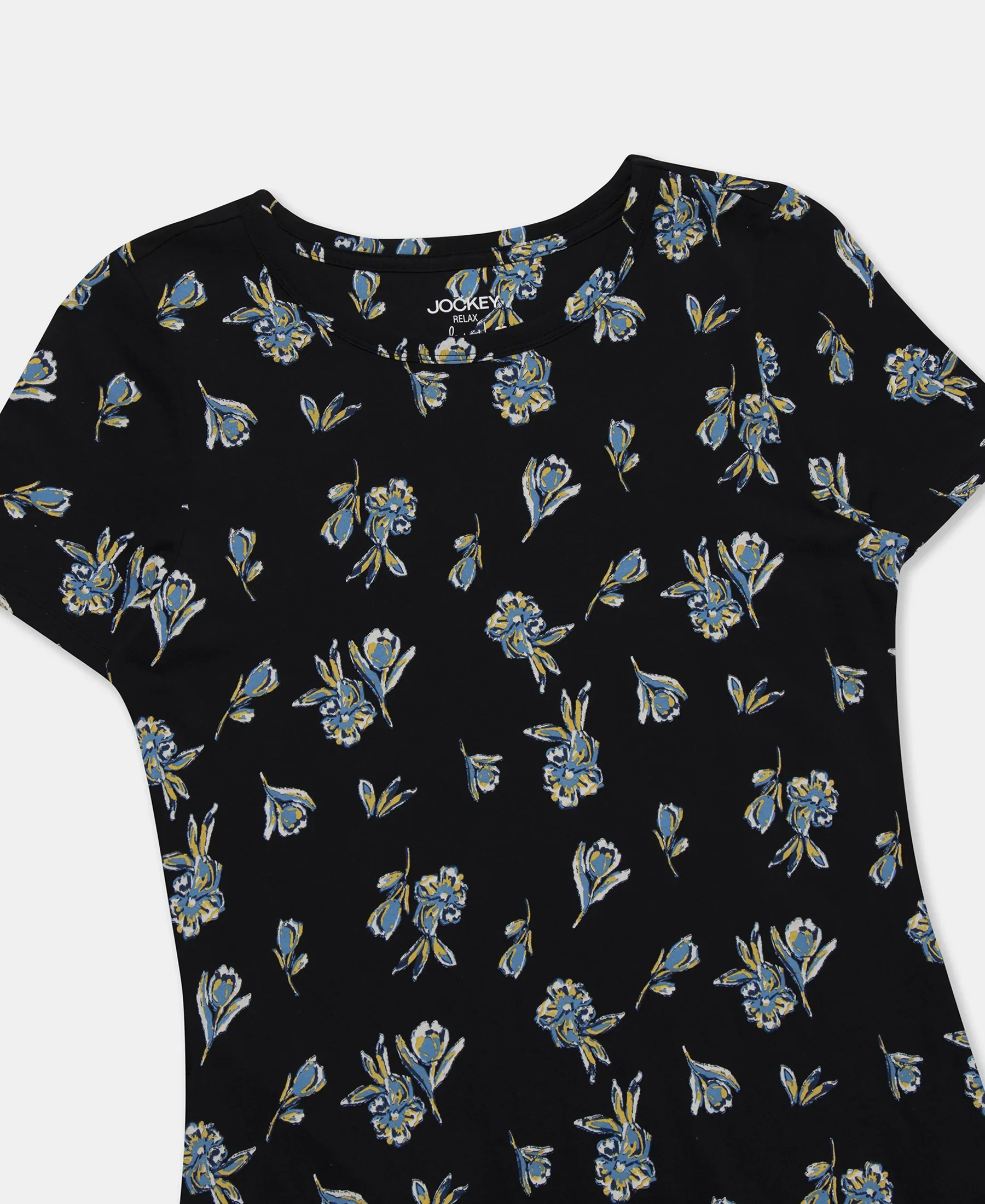 Super Combed Cotton Long Length Printed Lounge Dress - Black - Image 10