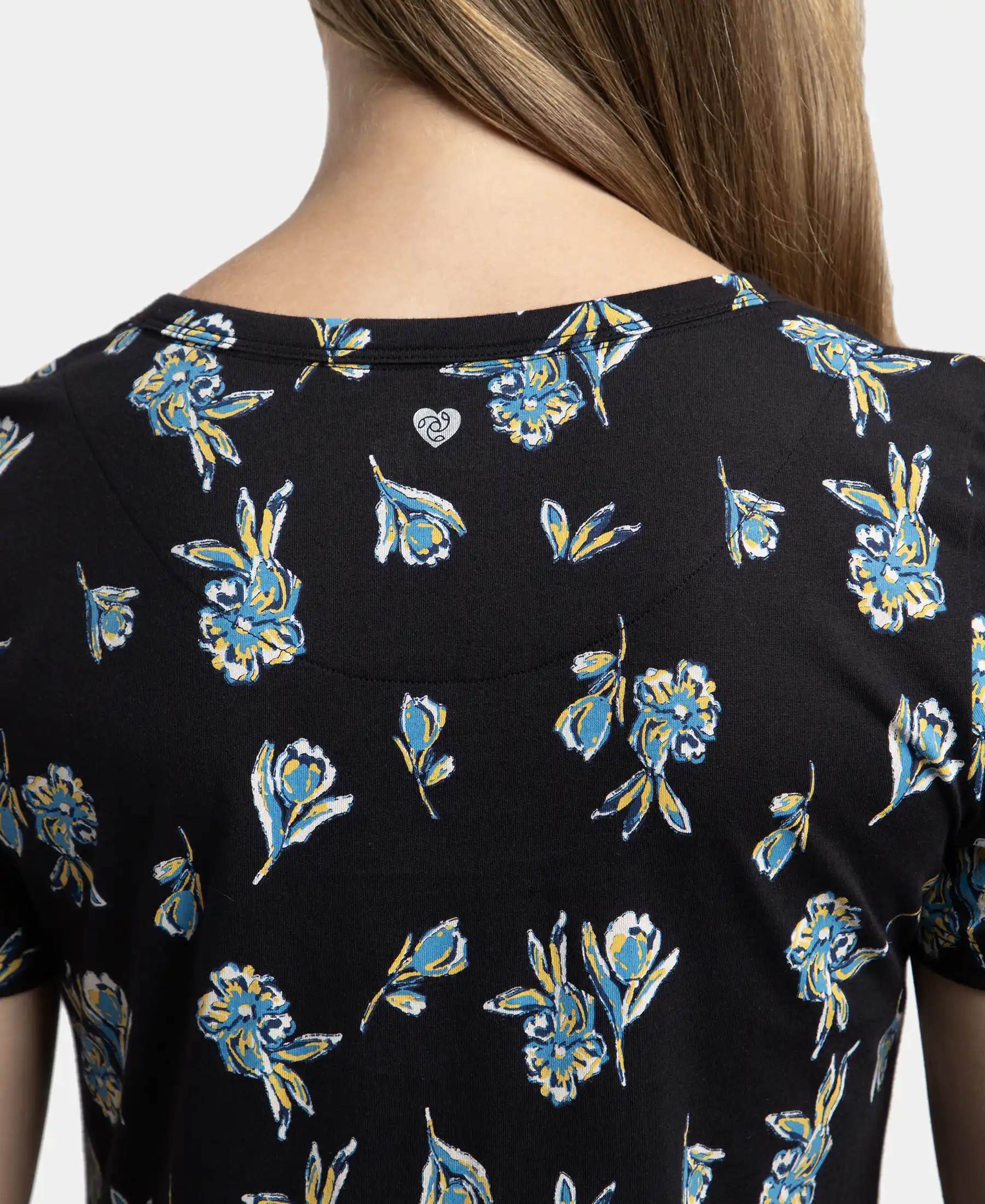 Super Combed Cotton Long Length Printed Lounge Dress - Black - Image 9