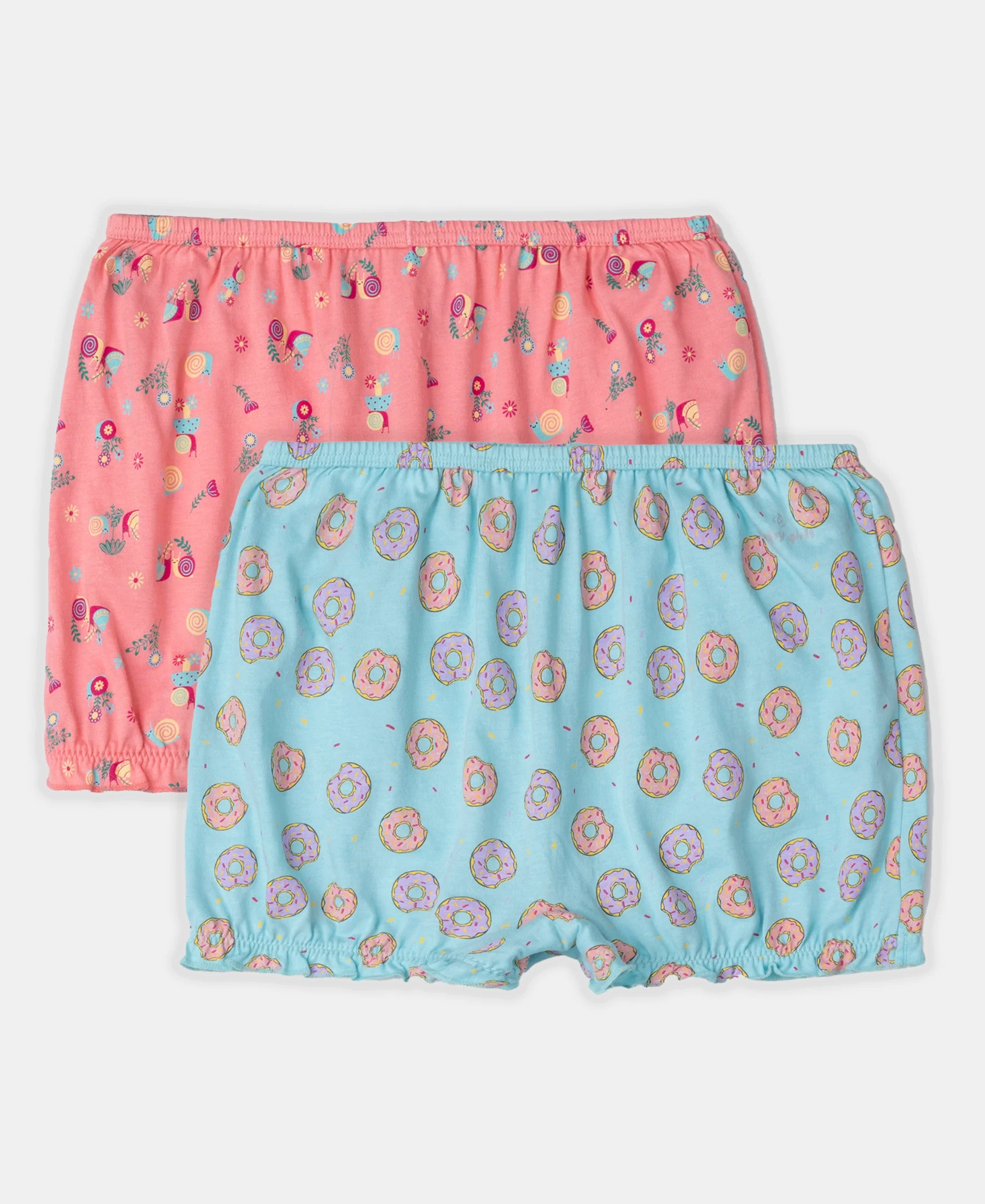 Super Combed Cotton Printed Bloomers with Ultrasoft Waistband - Angel Blue & Beetroot Pink (Pack of 2)