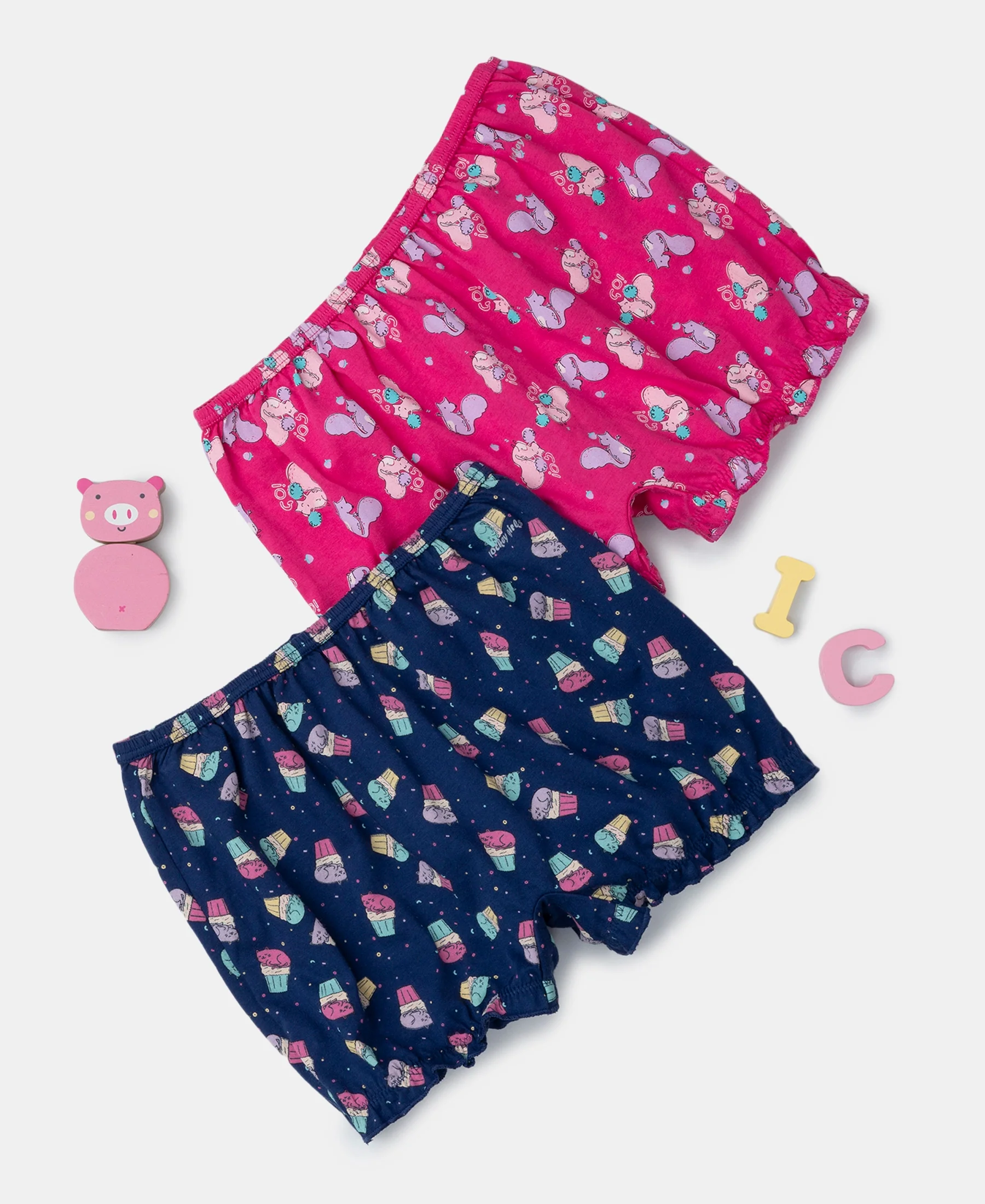 Super Combed Cotton Printed Bloomers with Ultrasoft Waistband - Beetroot Pink & Blue Depths (Pack of 2) - Image 5