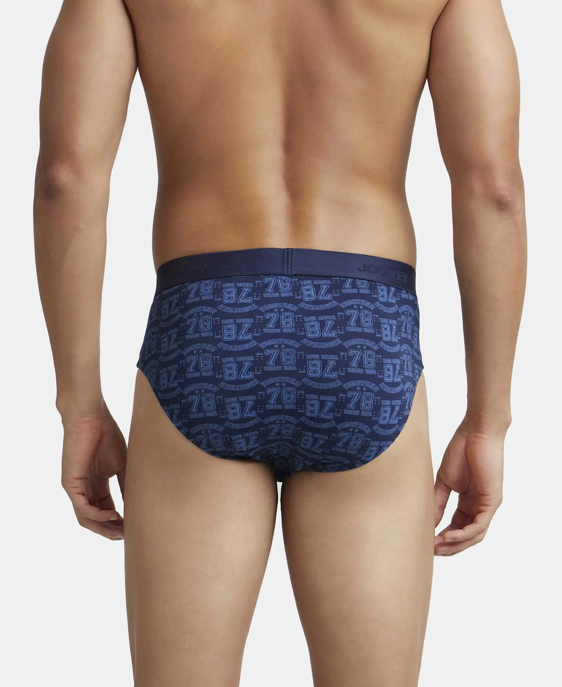 Super Combed Cotton Printed Brief with Ultrasoft Waistband - Navy & Dusk Blue (Pack of 2) - Image 8