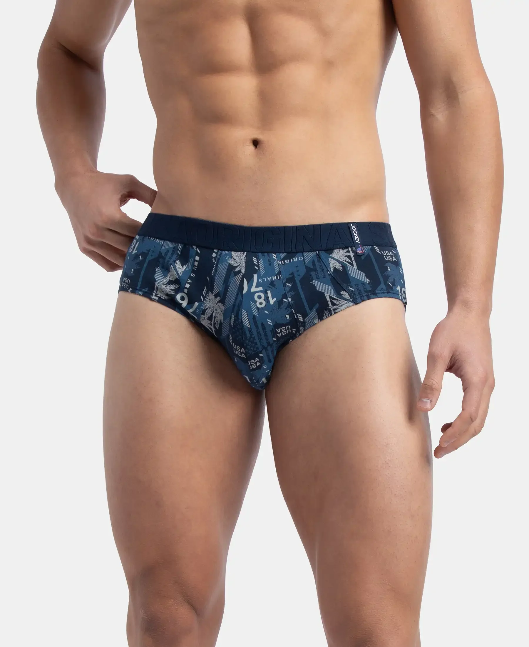 Super Combed Cotton Printed Brief with Ultrasoft Waistband - Navy & Seaport Teal (Pack of 2) - Image 13