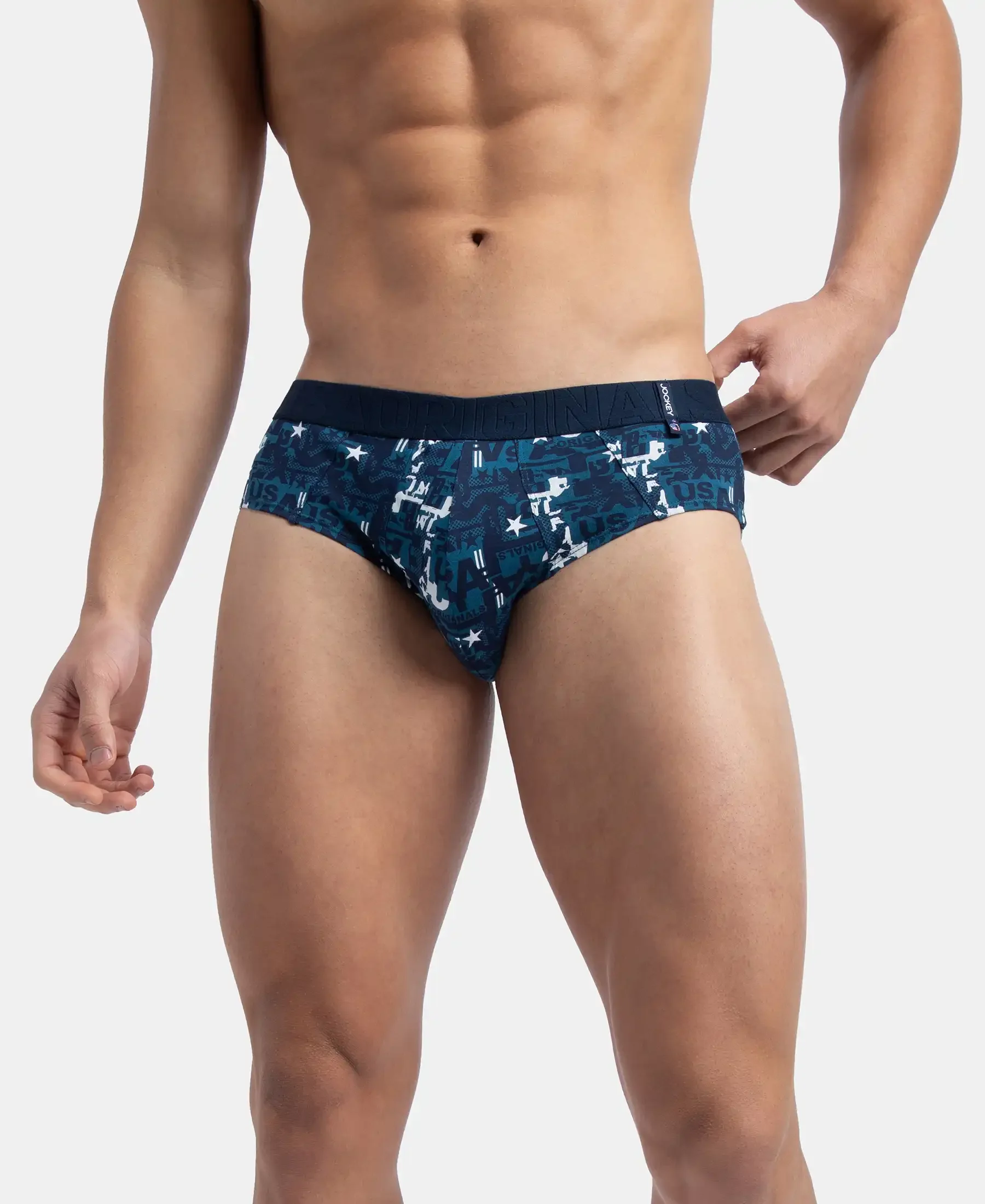 Super Combed Cotton Printed Brief with Ultrasoft Waistband - Navy & Seaport Teal (Pack of 2) - Image 14
