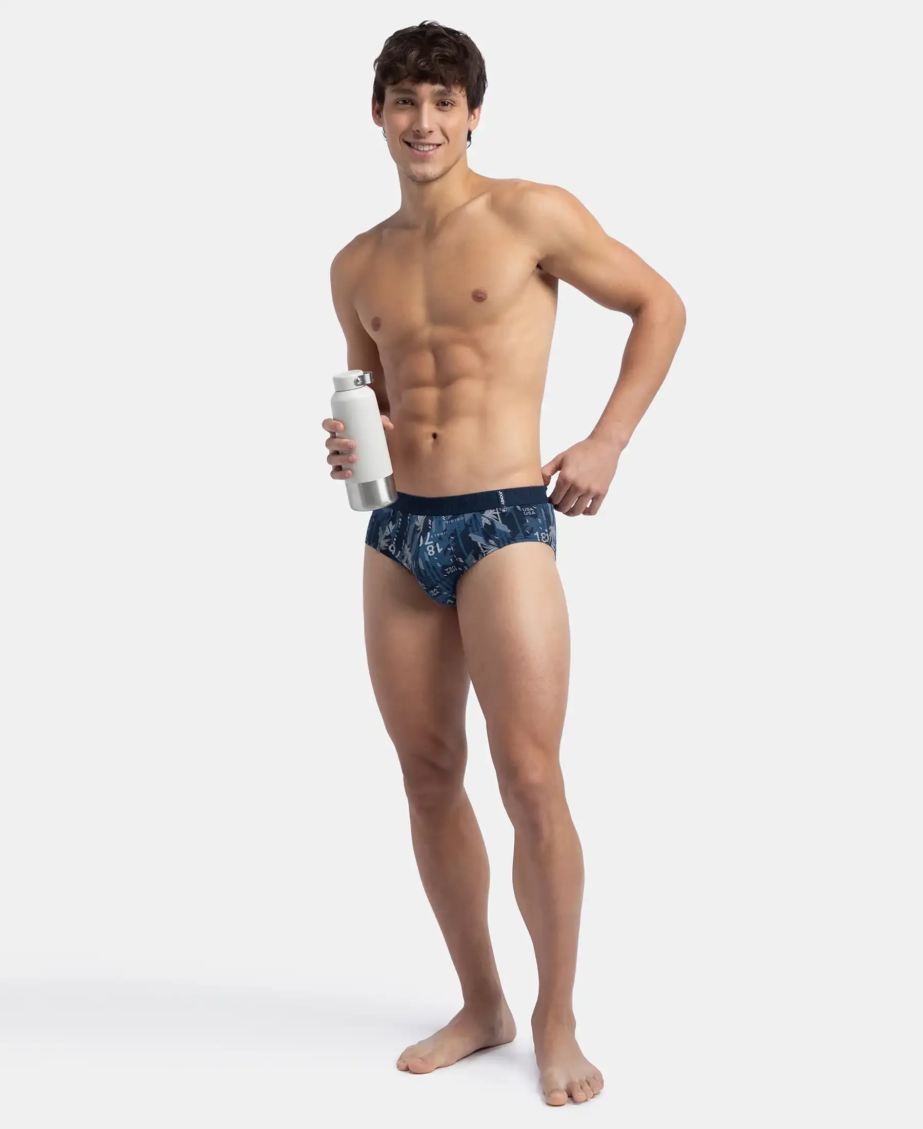 Super Combed Cotton Printed Brief with Ultrasoft Waistband - Navy & Seaport Teal (Pack of 2) - Image 15