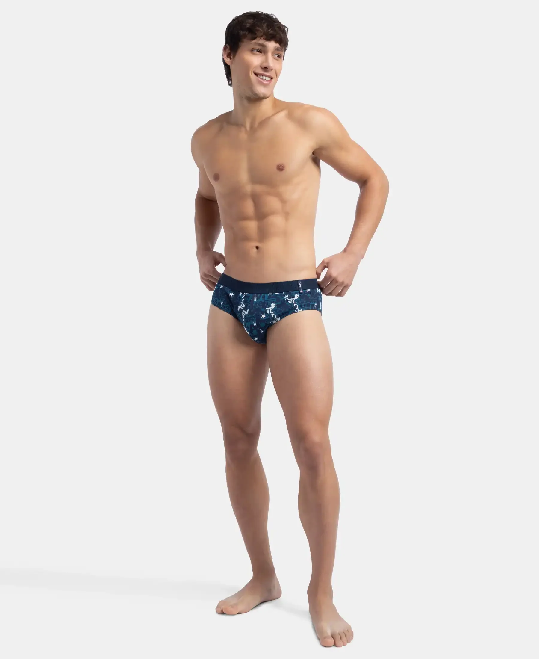 Super Combed Cotton Printed Brief with Ultrasoft Waistband - Navy & Seaport Teal (Pack of 2) - Image 16