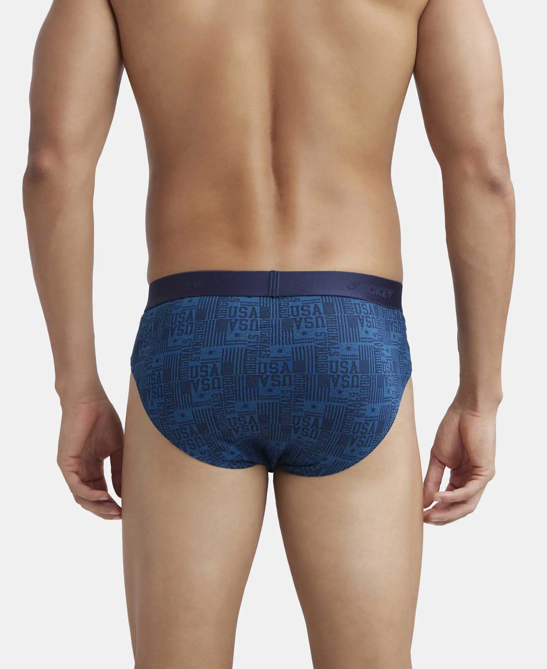 Super Combed Cotton Printed Brief with Ultrasoft Waistband - Seaport Teal - Image 3