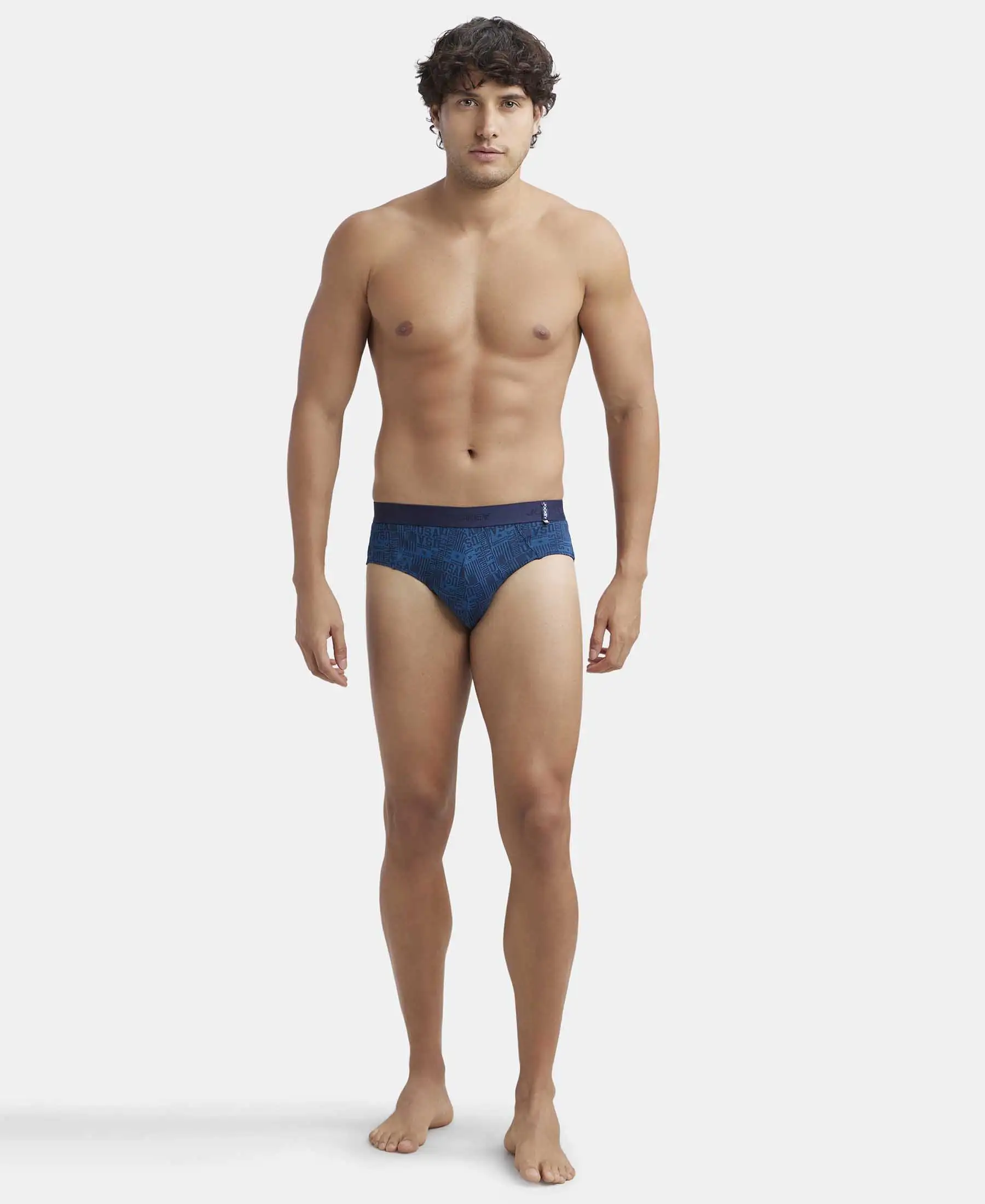 Super Combed Cotton Printed Brief with Ultrasoft Waistband - Seaport Teal - Image 4