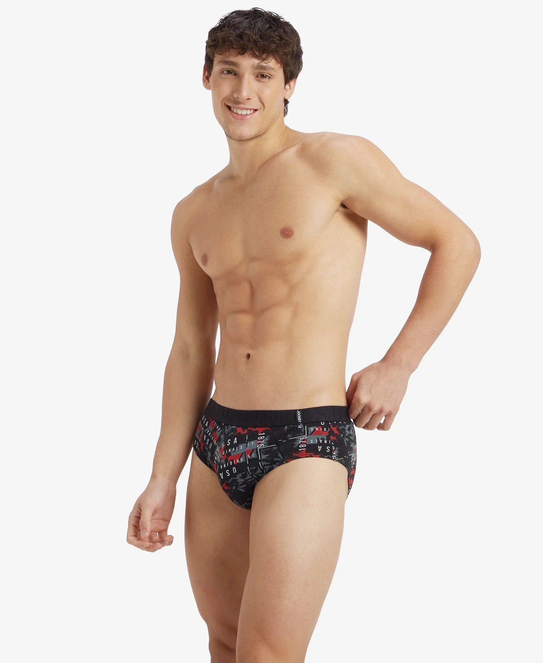Super Combed Cotton Printed Brief with Ultrasoft Waistband - White & Black (Pack of 2) - Image 12