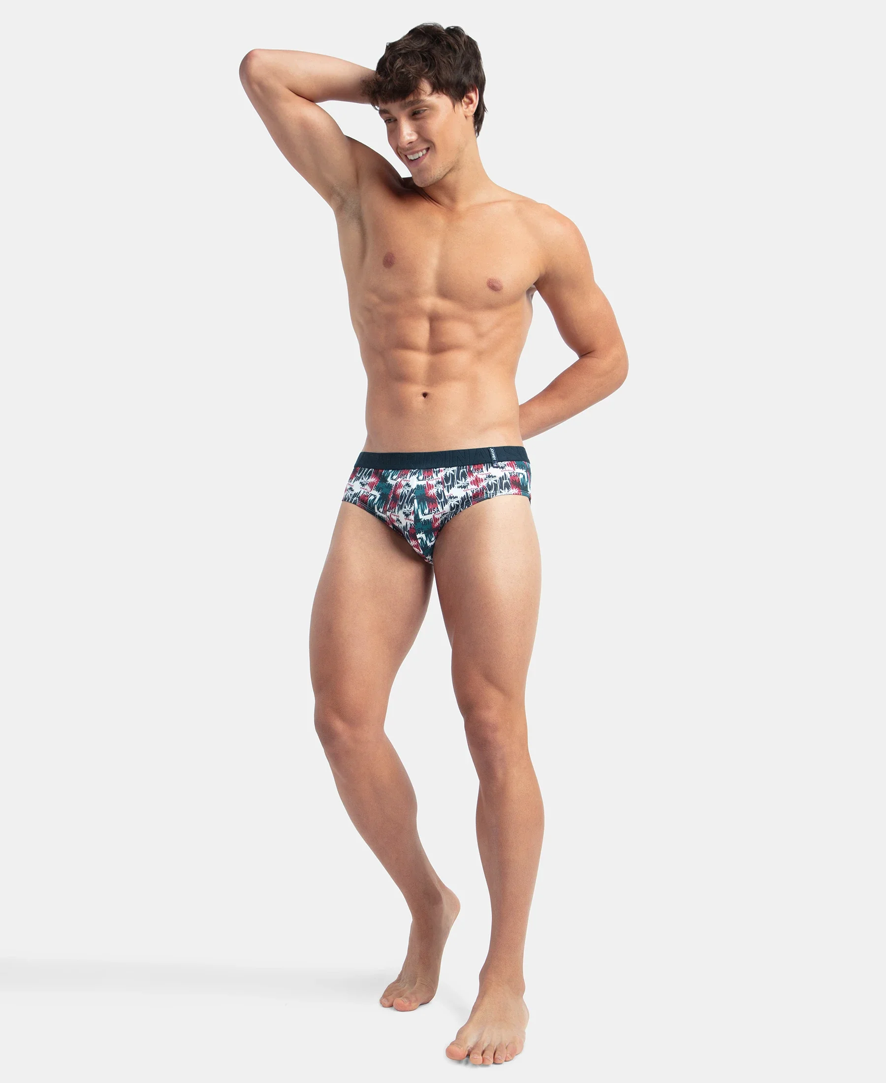 Super Combed Cotton Printed Brief with Ultrasoft Waistband - White & Black (Pack of 2) - Image 13