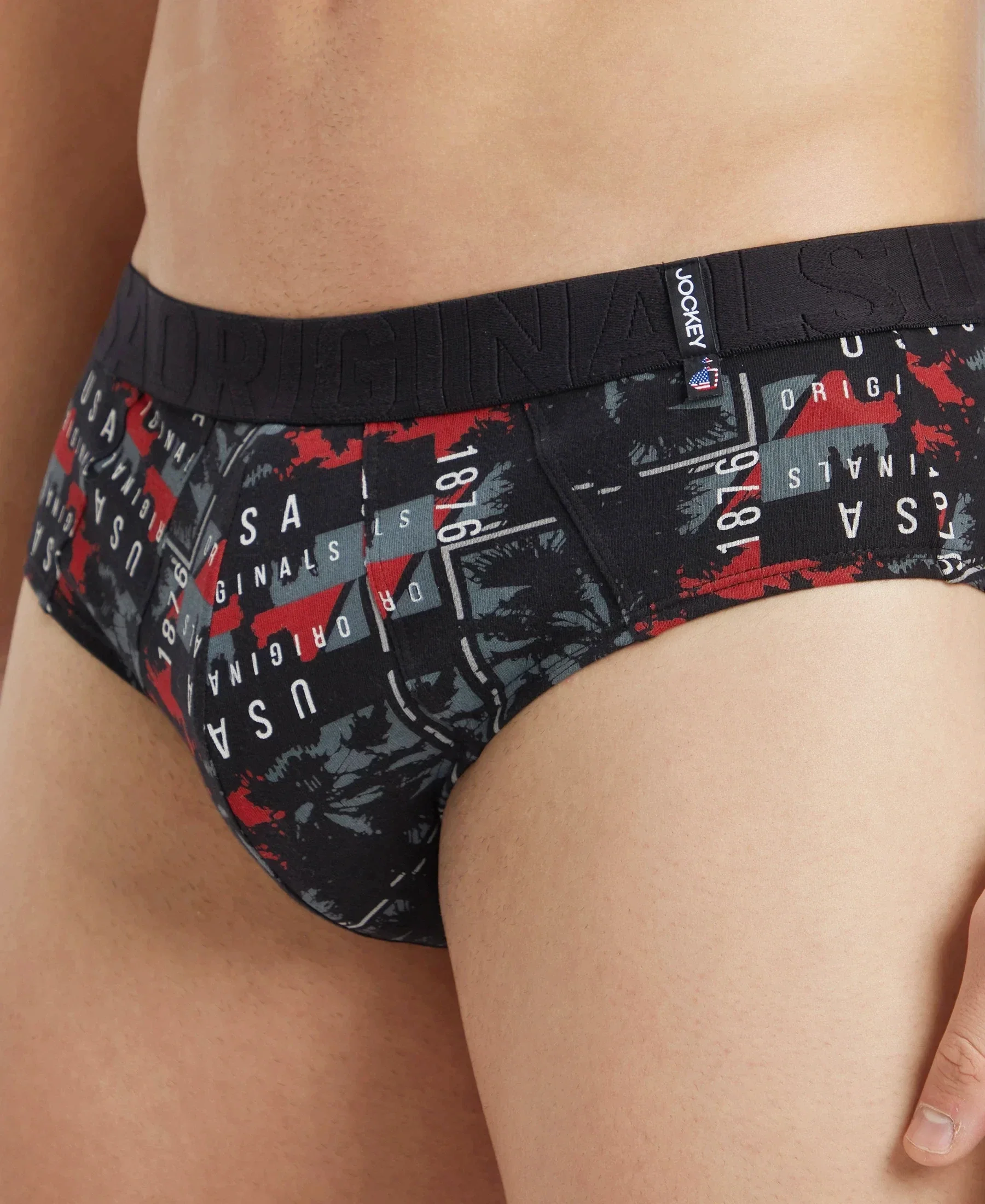 Super Combed Cotton Printed Brief with Ultrasoft Waistband - White & Black (Pack of 2) - Image 15
