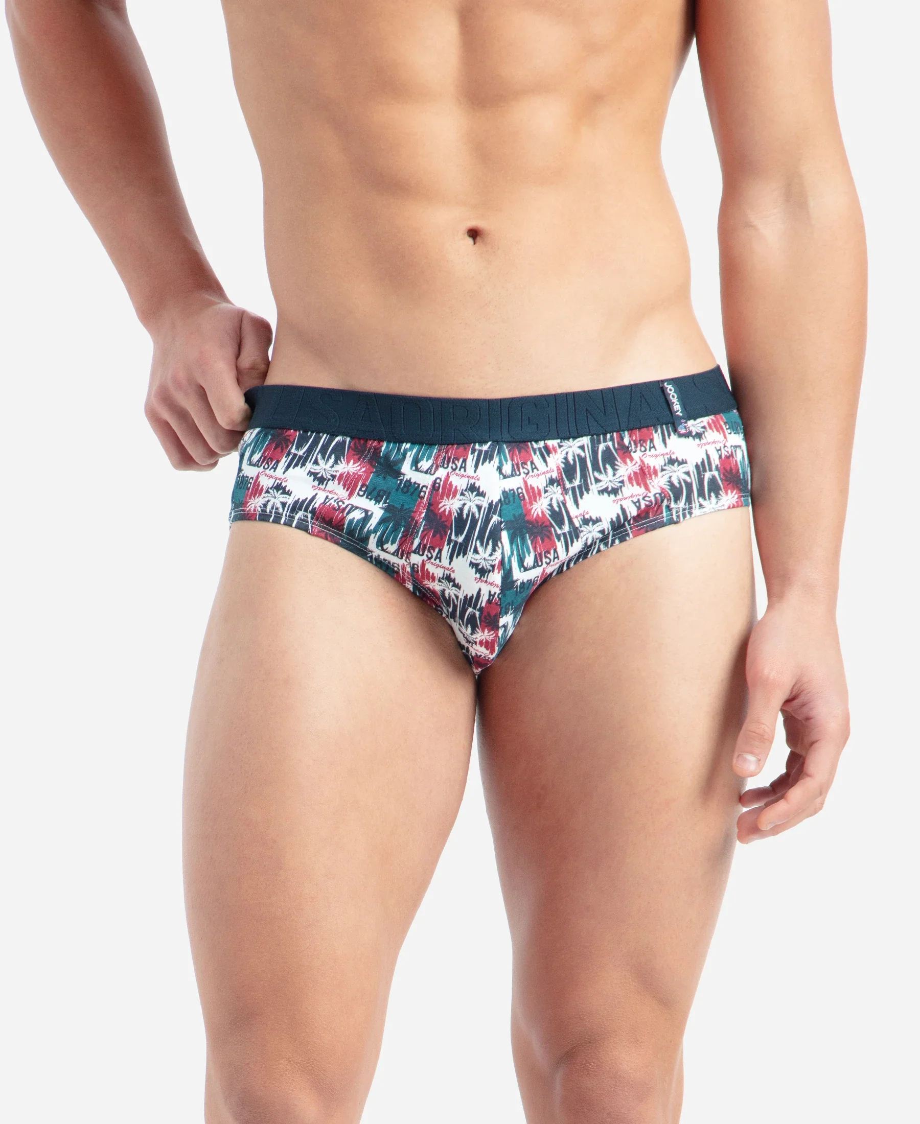 Super Combed Cotton Printed Brief with Ultrasoft Waistband - White & Black (Pack of 2) - Image 2