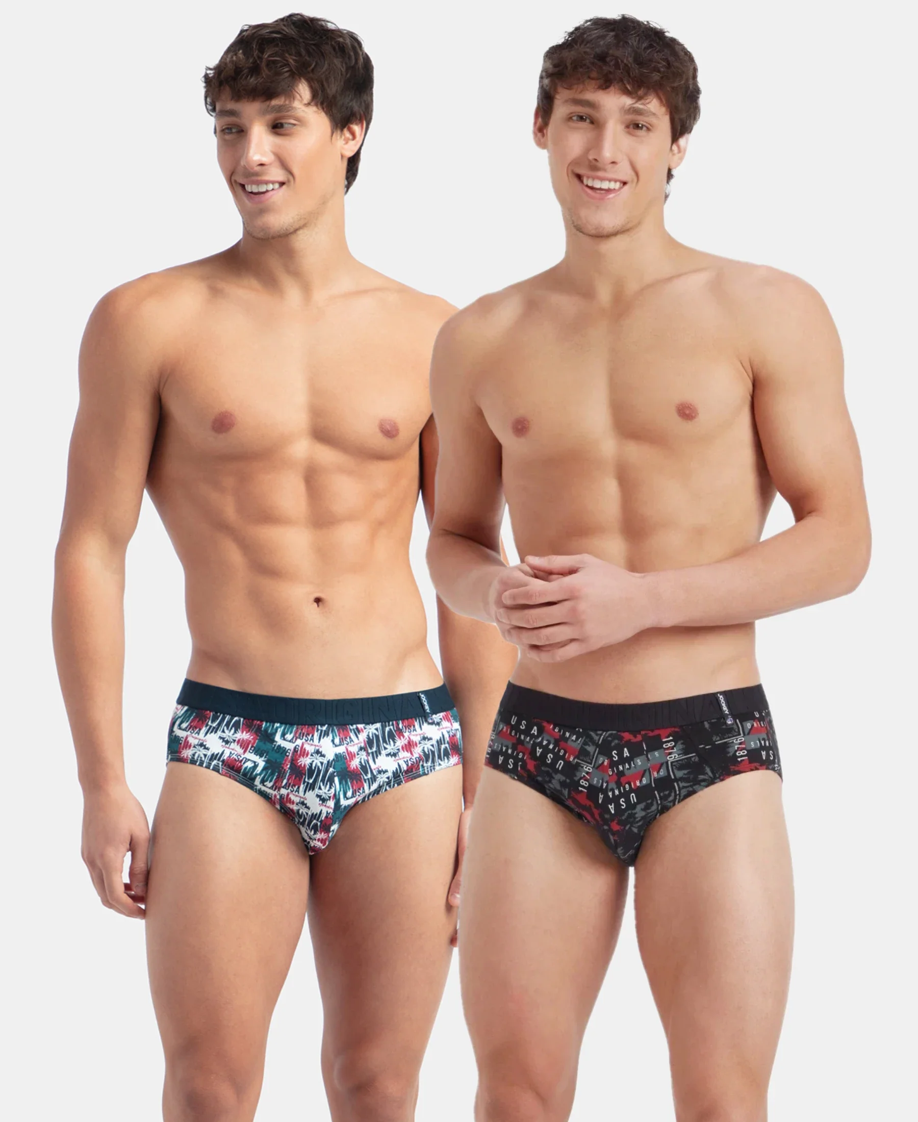 Super Combed Cotton Printed Brief with Ultrasoft Waistband - White & Black (Pack of 2) - Image 5