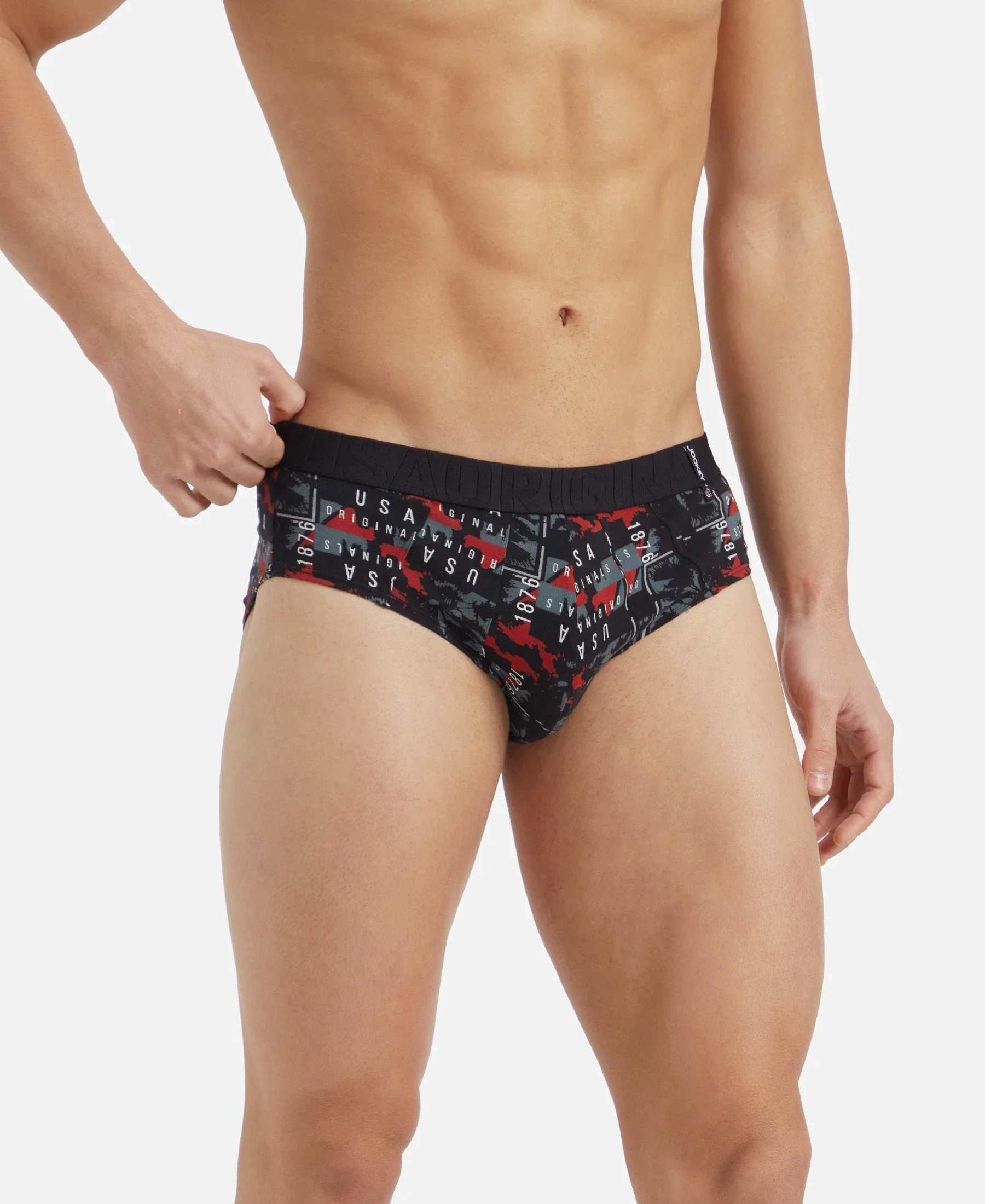 Super Combed Cotton Printed Brief with Ultrasoft Waistband - White & Black (Pack of 2) - Image 6