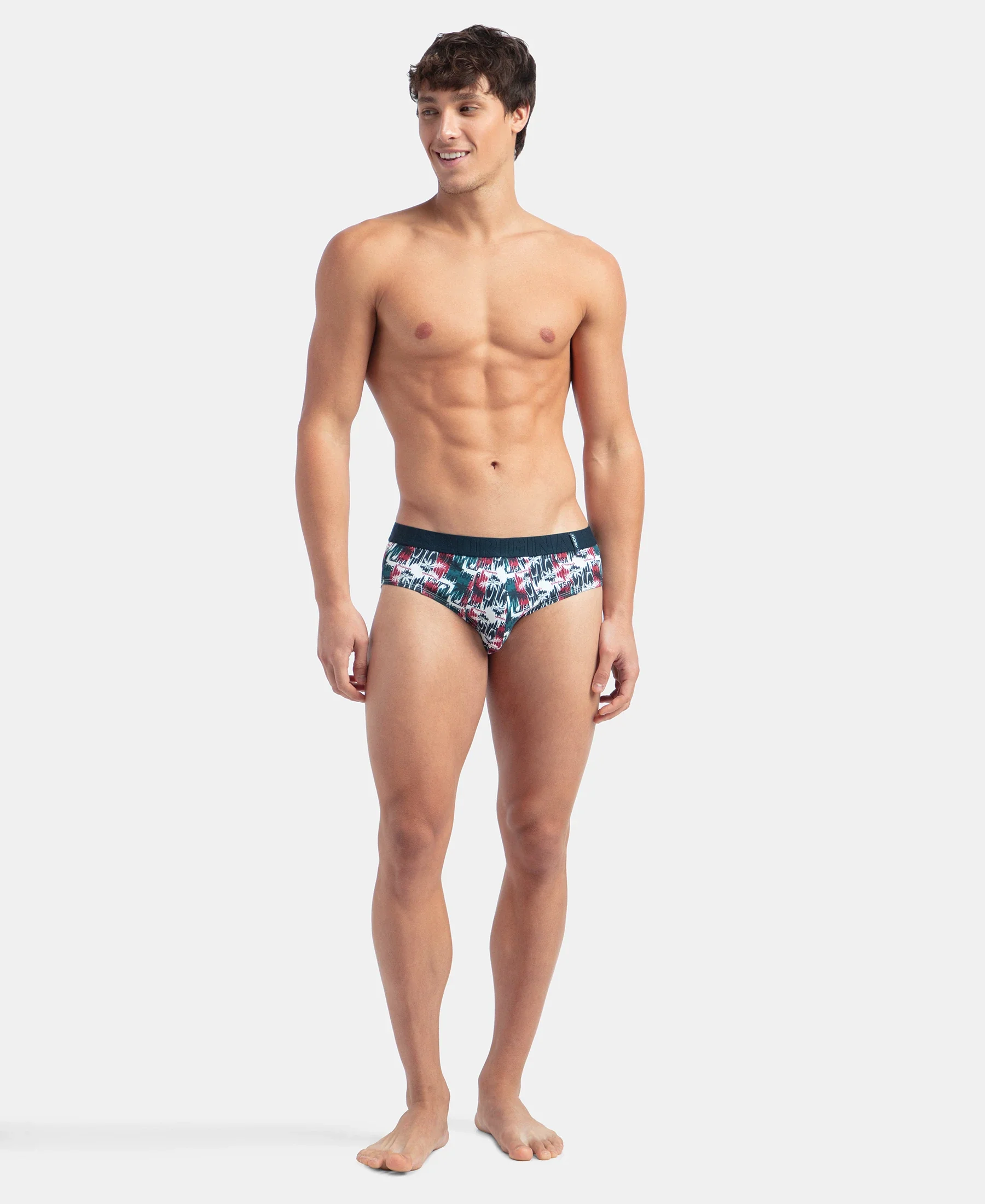 Super Combed Cotton Printed Brief with Ultrasoft Waistband - White & Black (Pack of 2) - Image 9