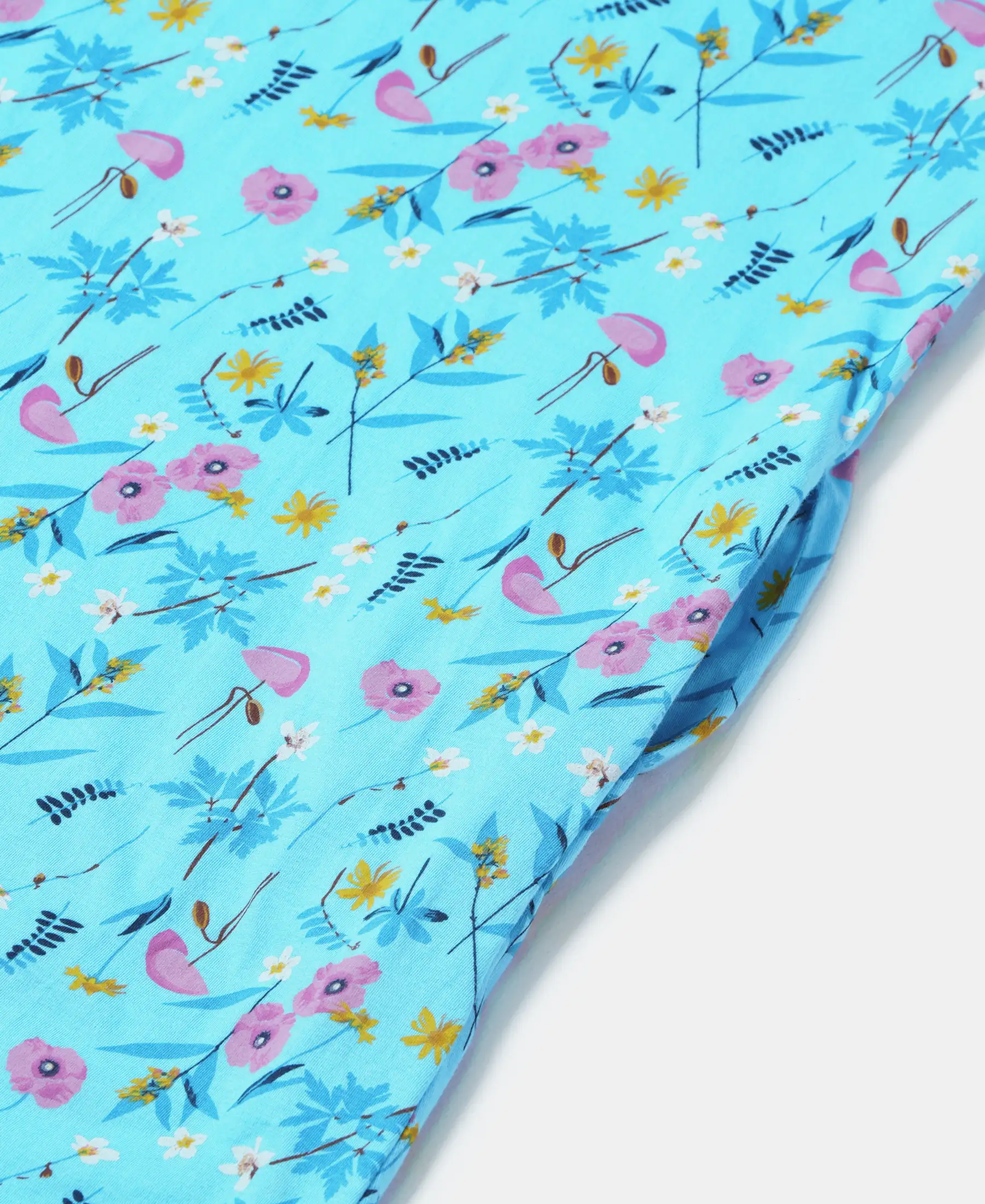 Girl's Super Combed Cotton Printed Dress with Matching Headband - Blue Curacao Printed - Image 6