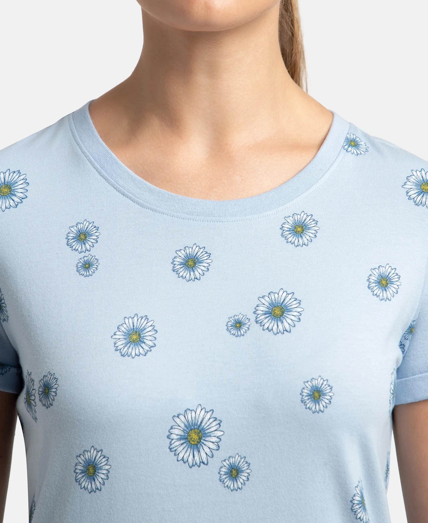 Super Combed Cotton Relaxed Fit Printed Half Sleeve T-Shirt - Chambray Blue - Image 6