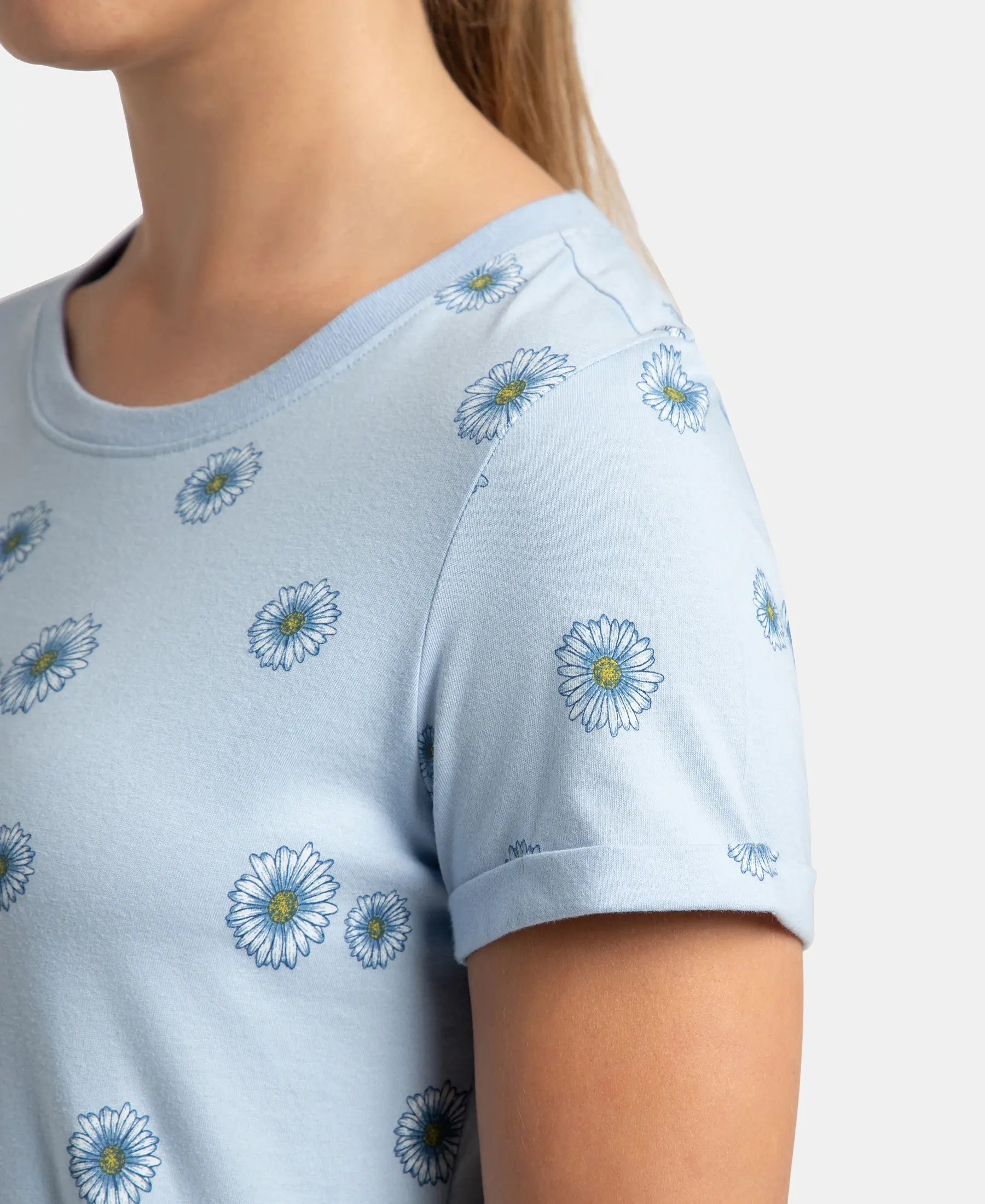Super Combed Cotton Relaxed Fit Printed Half Sleeve T-Shirt - Chambray Blue - Image 7
