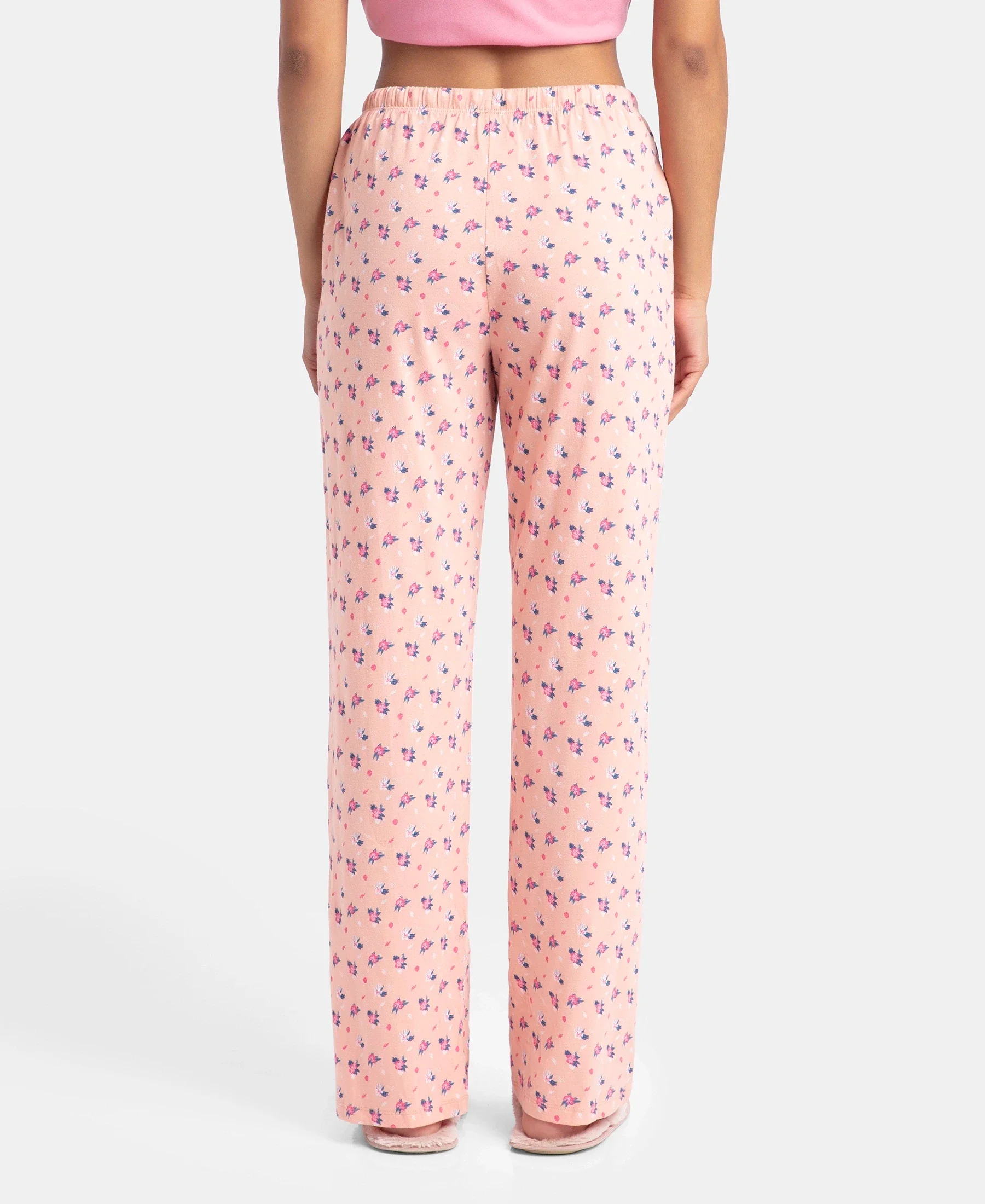 Super Combed Cotton Printed Pyjama with Side Pockets - Coral Almond - Image 3