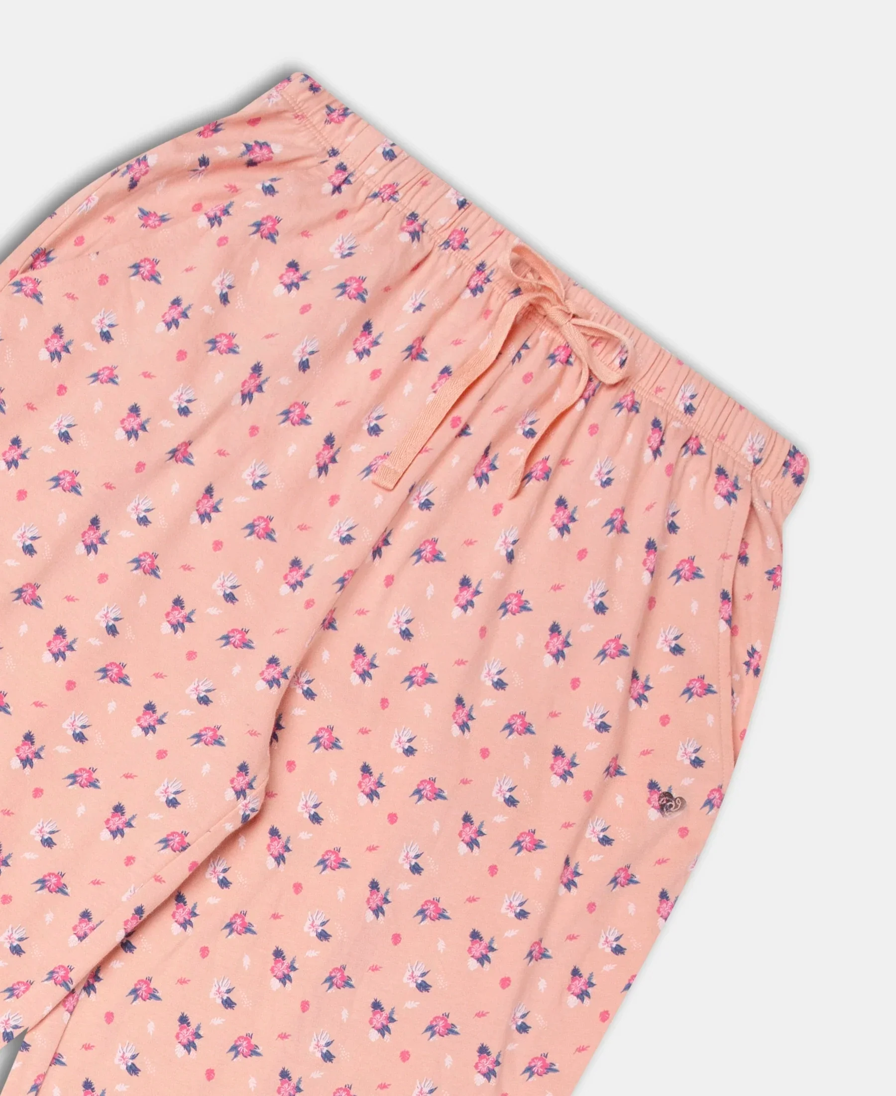 Super Combed Cotton Printed Pyjama with Side Pockets - Coral Almond - Image 7